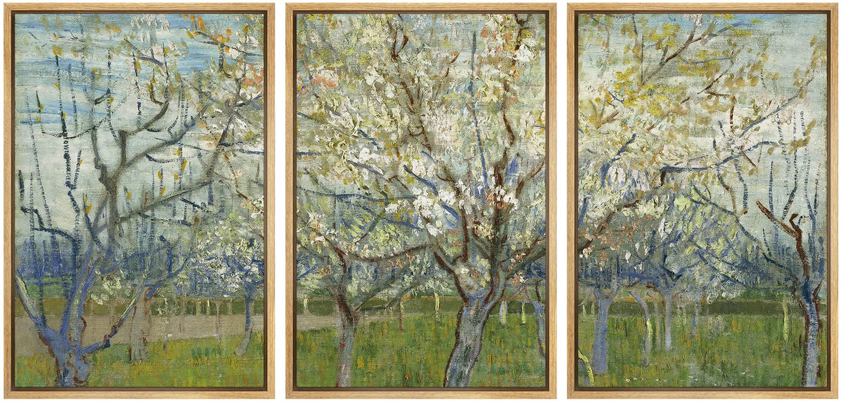 Wall26 Framed Canvas Print Wall Art Set The Pink Orchard Vincent Van Gogh Classical Illustrations Fine Art Decorative Historic F