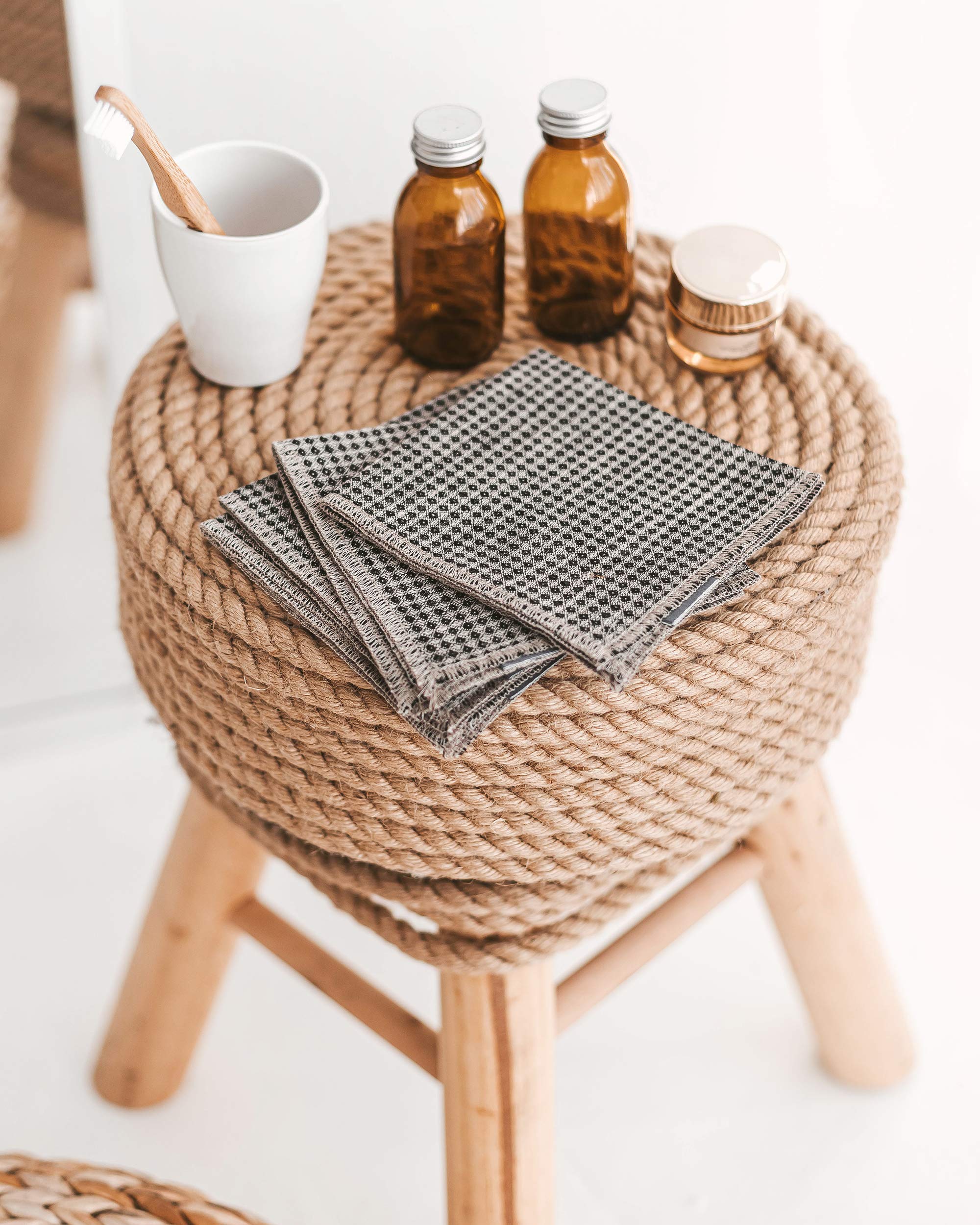 100% Linen Face Cloths For Washing Face - 4-Pack 10X10-Inch Reusable Wash Clothes For Your Face - Make Up Removers Wash Cloth -