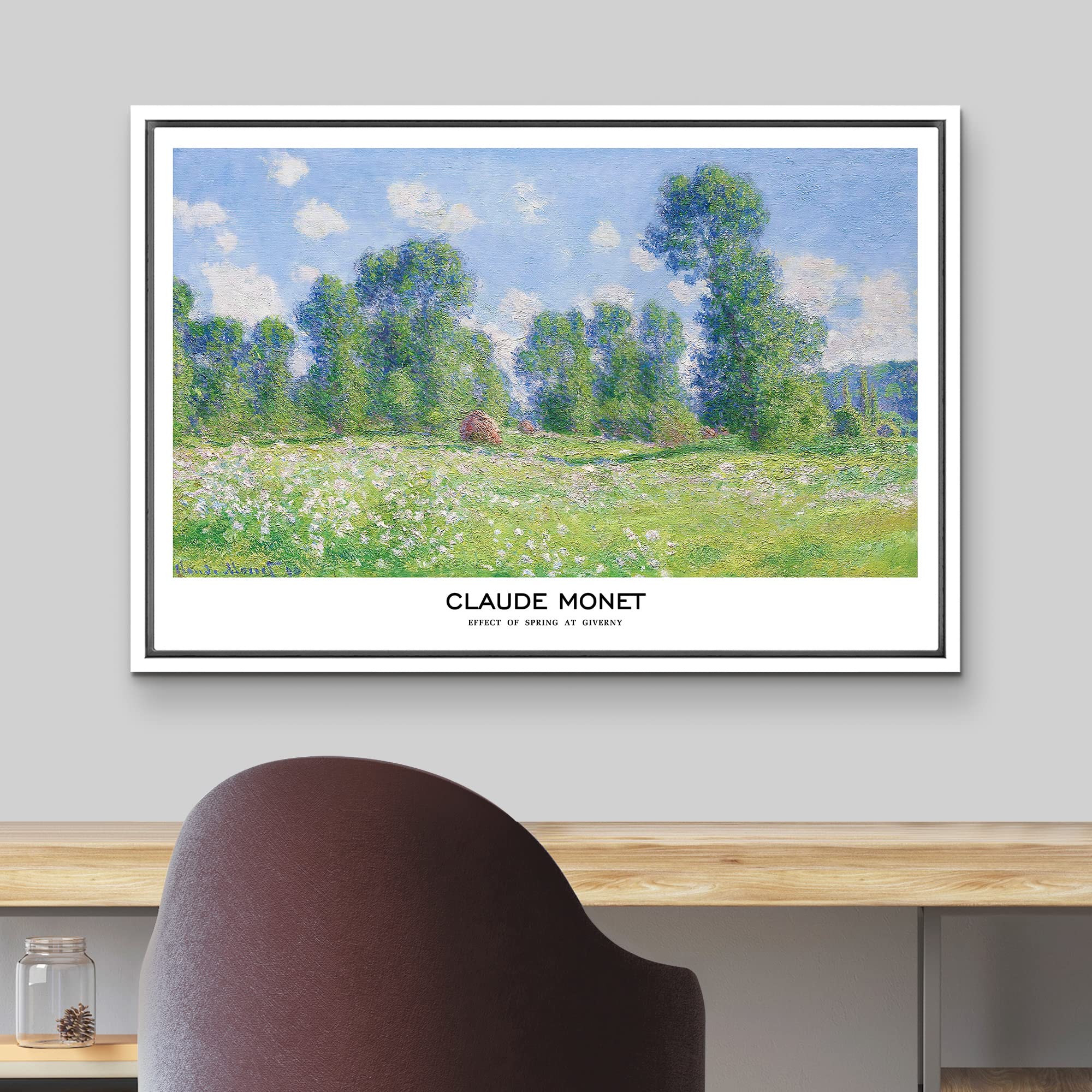 Wall26 Framed Canvas Print Wall Art Effect Of Spring At Giverny By Claude Monet Historic Classical Illustrations Fine Art Decora
