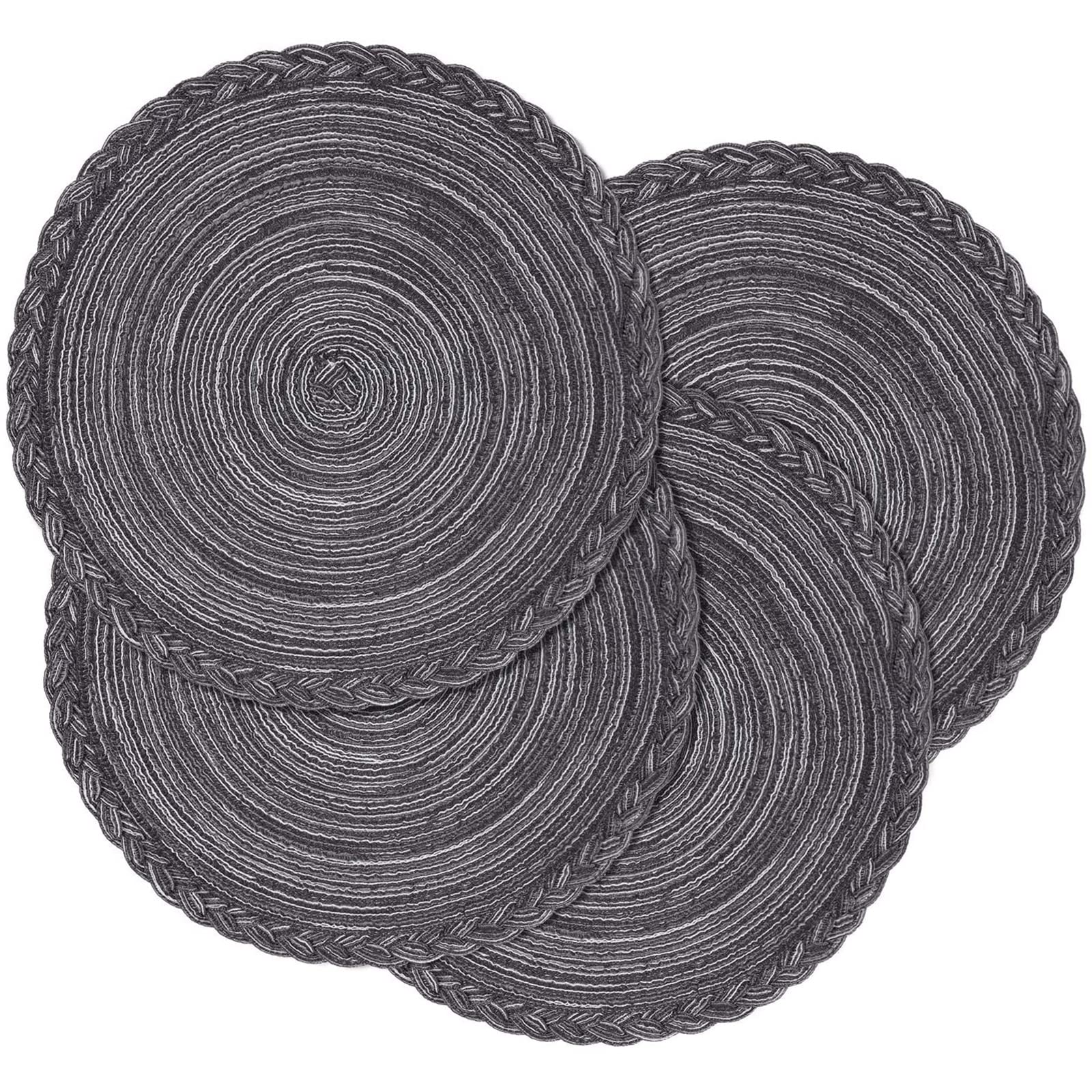 Xmkuwa Placemats, Round Braided Placemats For Dining Table Diameter 15 Inch, Woven Heat Resistant Anti-Slid Cotton Washable Kitc