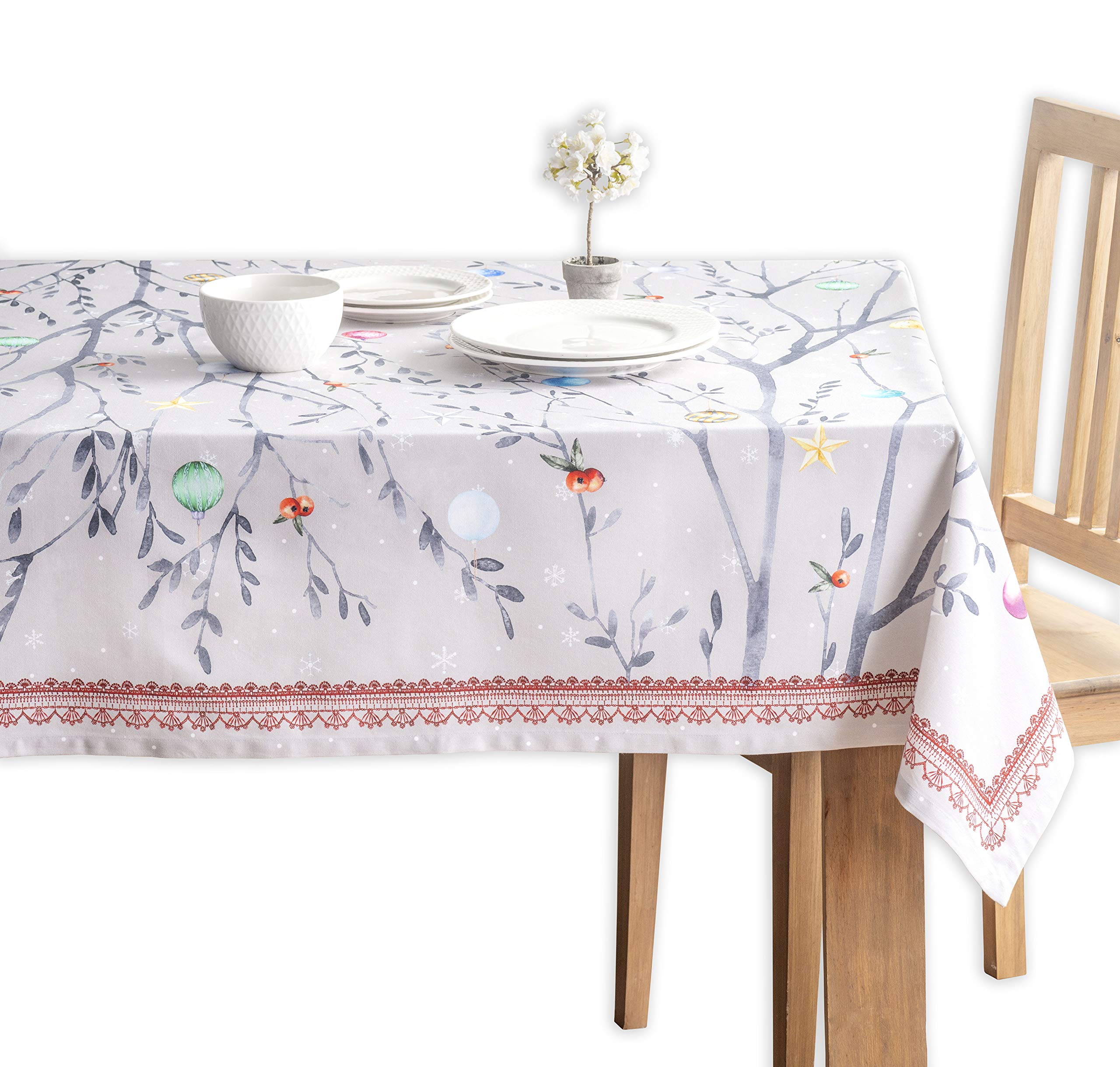 Maison D' Hermine Table Cloths 100% Cotton 70 Inch X 120 Inch Decorative Washable Rectangle Tablecloth Table Cloth, Dining, Kitc