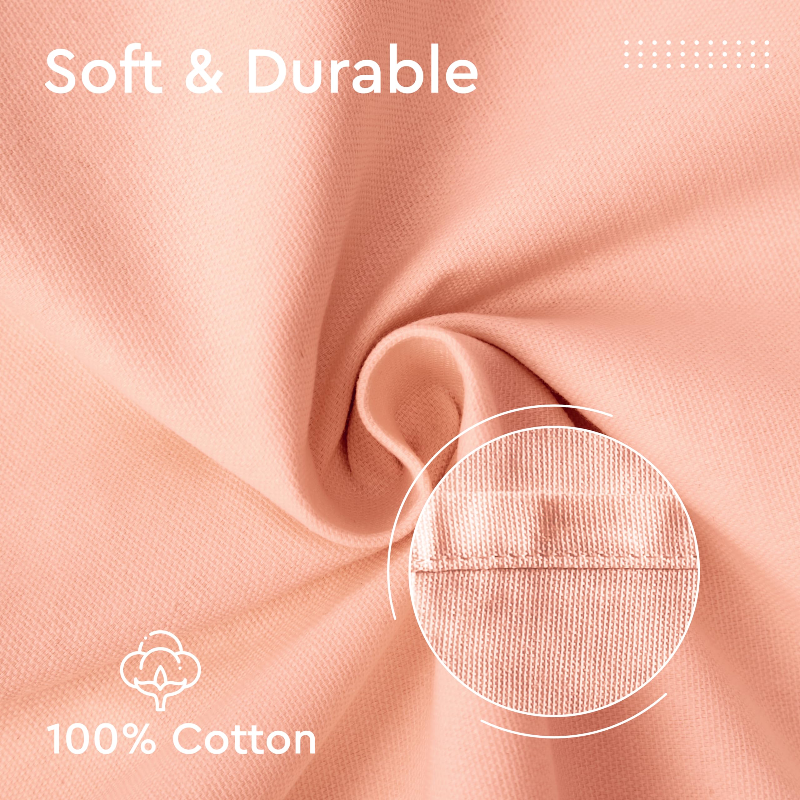 Encasa Cotton Cloth Napkins | Set Of 12 | Size 17 ''X17 '' | Peach Solid Color | Machine Washable