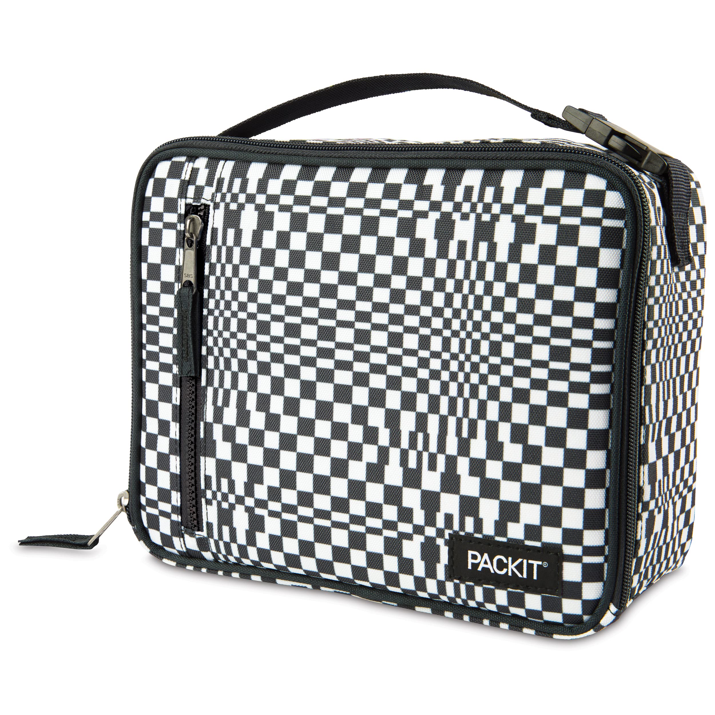 Packit Freezable Classic Lunch Box, Checked Out, Built With Ecofreeze Technology, Collapsible, Reusable, Zip Closure With Zip Fr