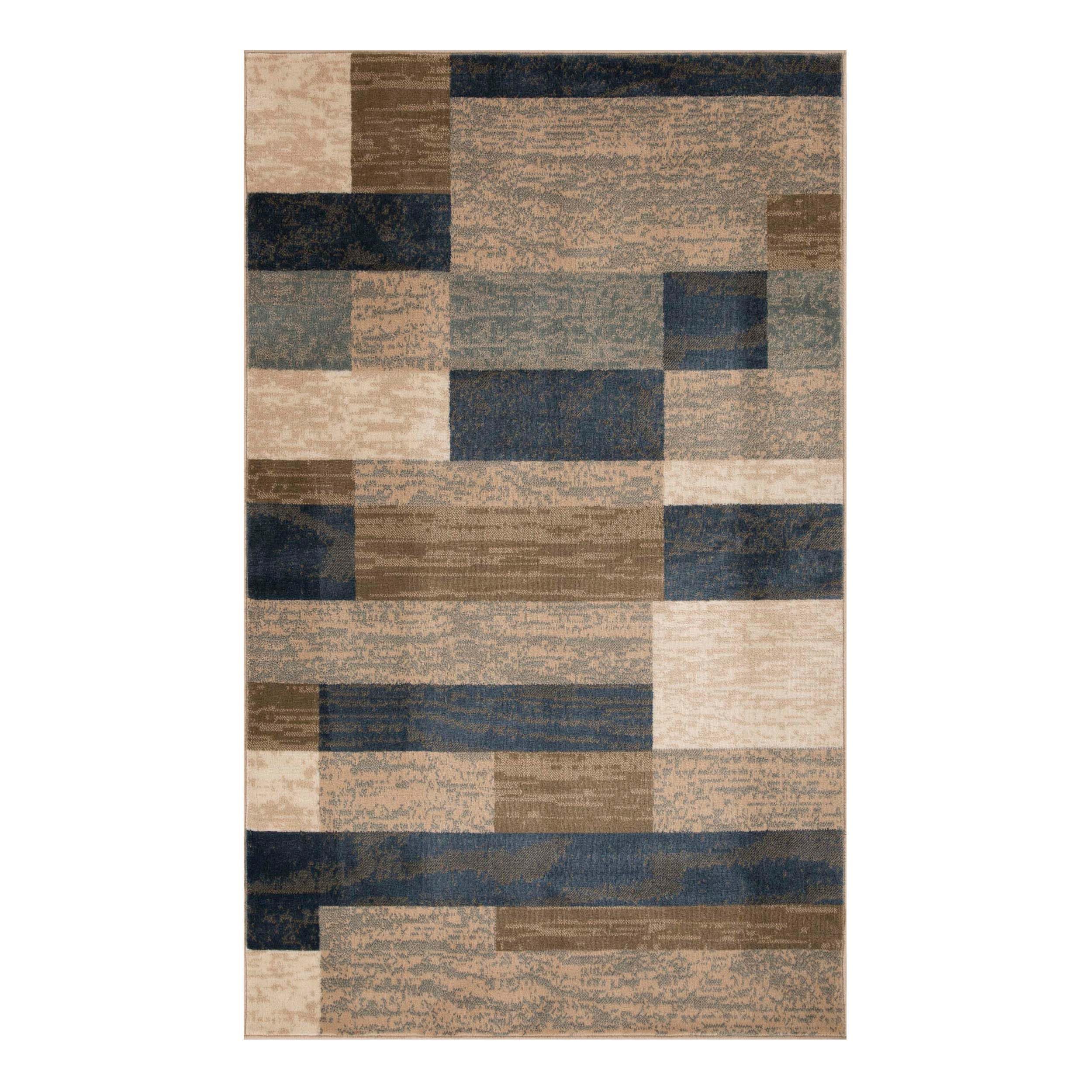 Superior Indoor Area Rug, Jute Backed, Modern Geometric Patchwork Floor Decor for Bedroom, Office, Living Room, Entryway, Hardwo
