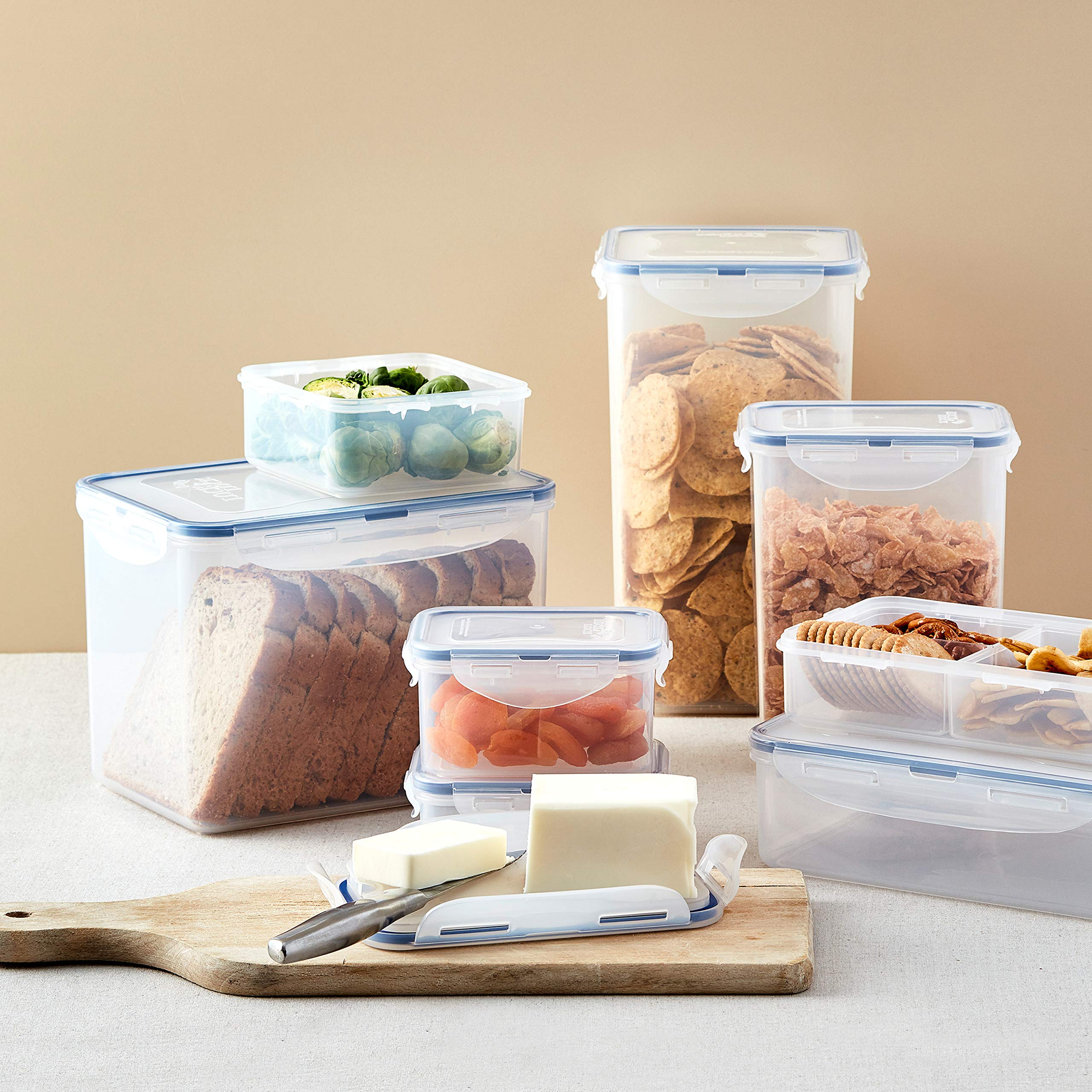 Locknlock Easy Essentials Pantry Airtight Rectangular Tall Food Storage Container, Pasta Box 68-Oz/ 8.5-Cup