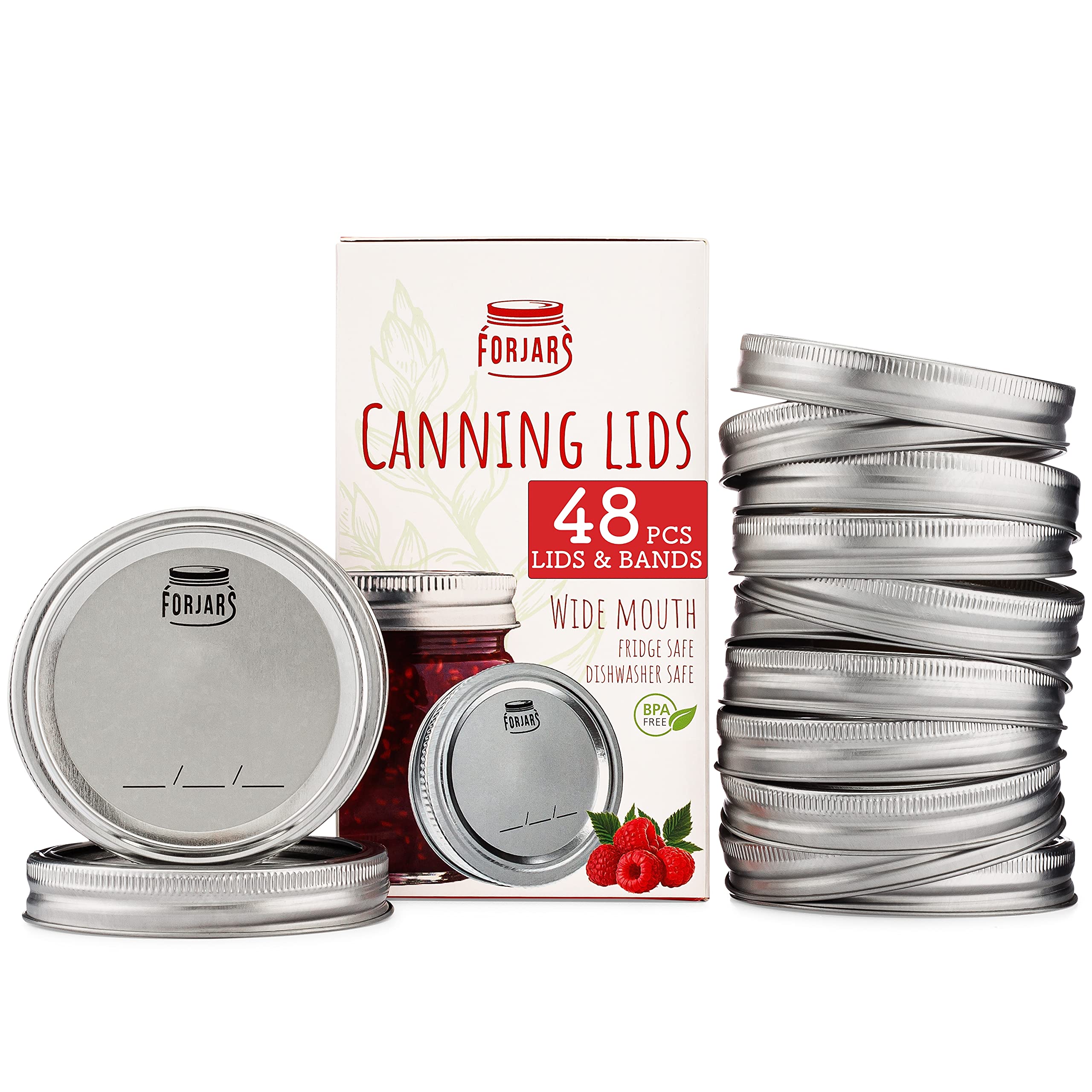 48Pcs/24Sets Wide Mouth Canning Lids And Rings - Create Airtight Seals On Mason Jars To Preserve Food For Meal Prep & Emergency