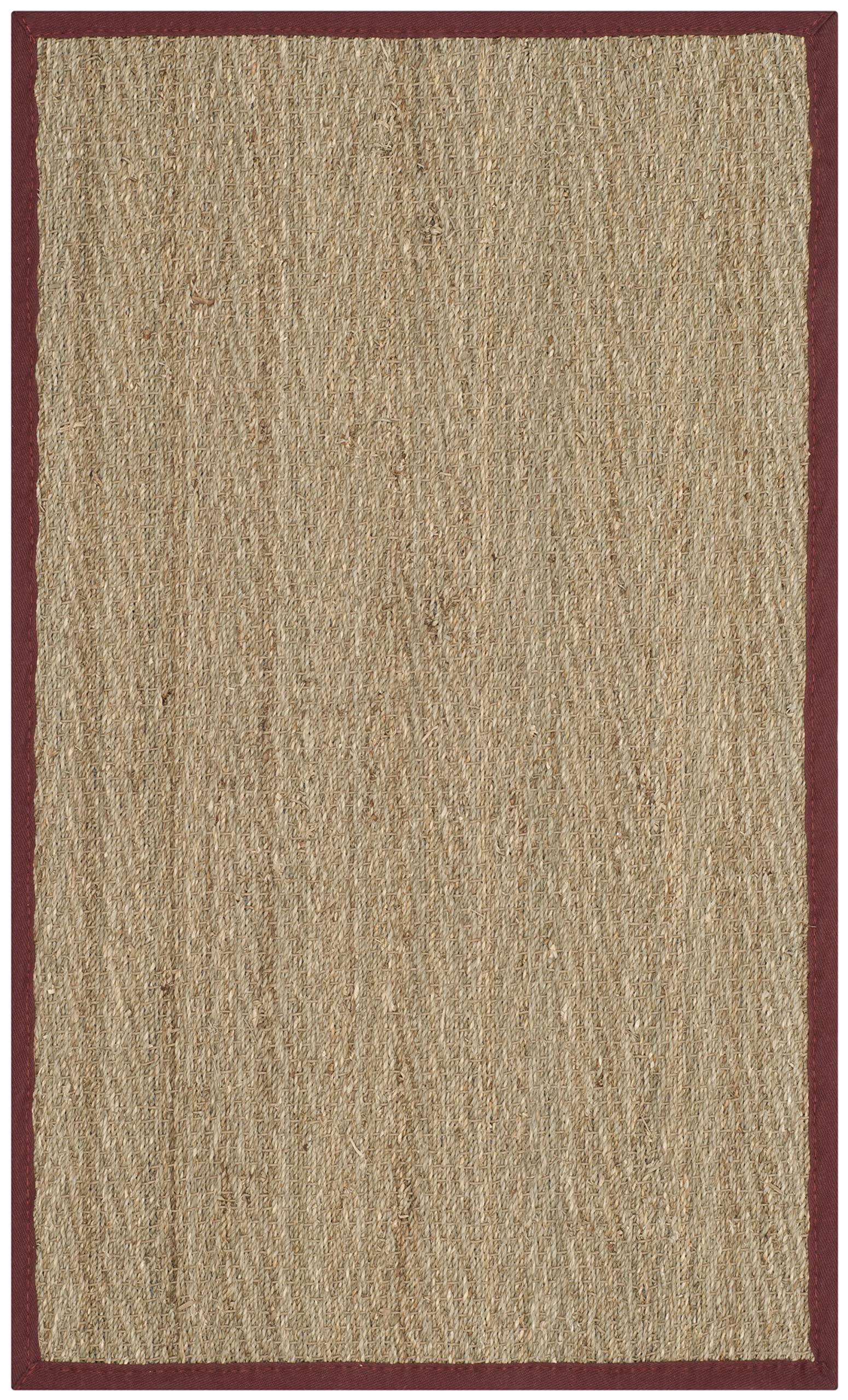 Safavieh Natural Fiber Collection Accent Rug - 26 x 4, Natural & Red, Border Herringbone Seagrass Design, Easy Care, Ideal for