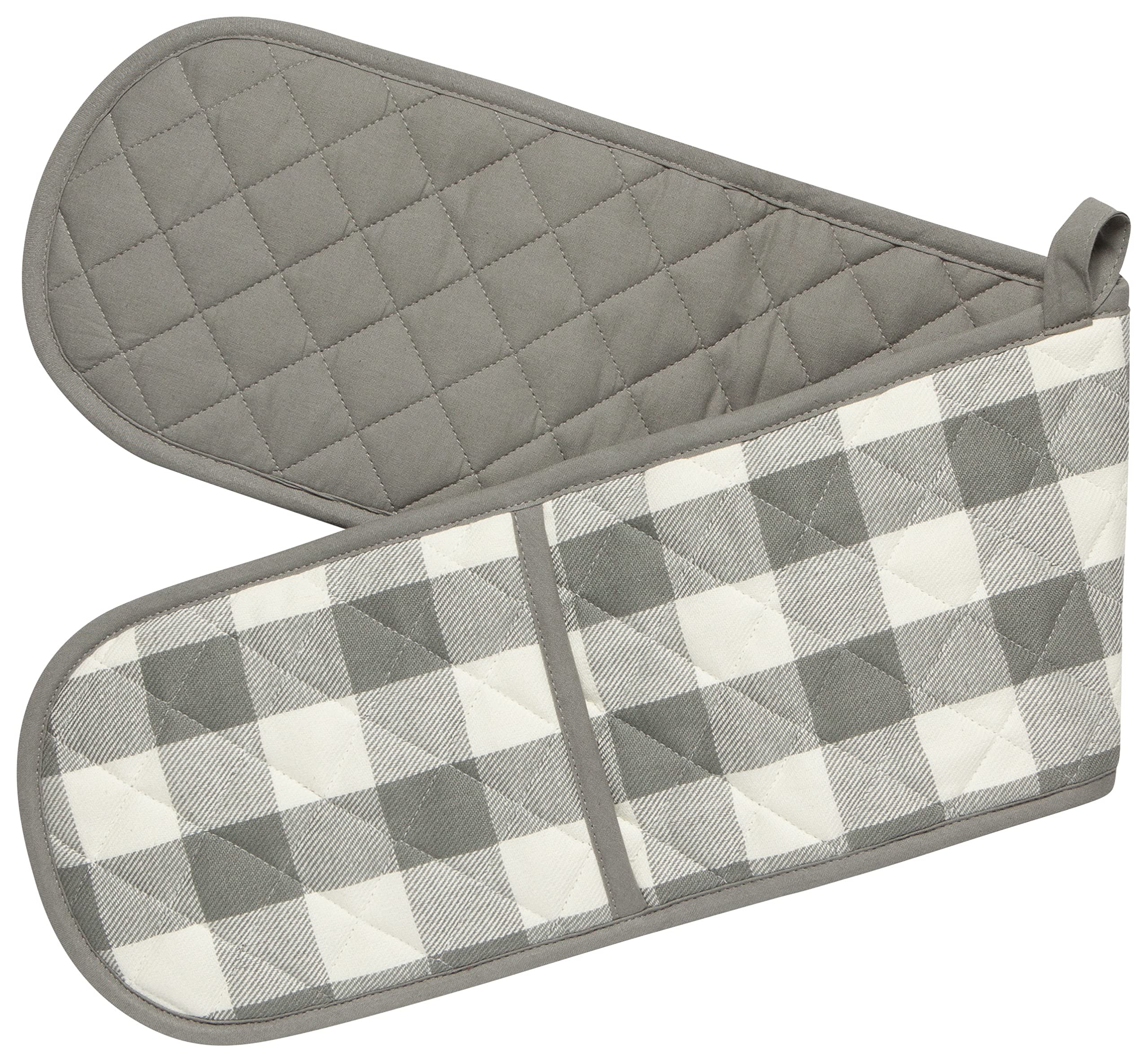 Now Designs Double Chef Oven Mitt, W7.5 X L36In, London Gray Buffalo Check
