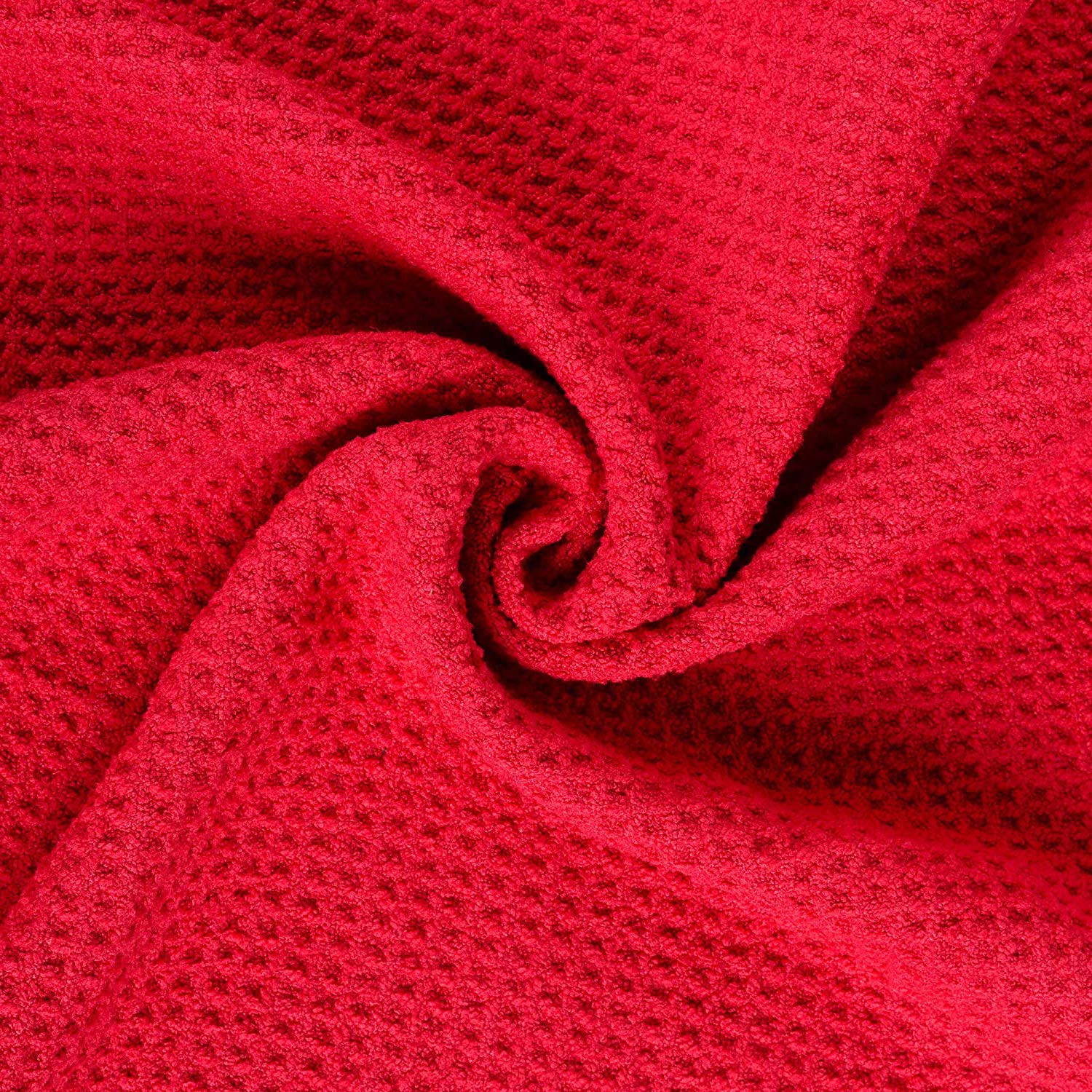 Vividly 2 Pack Tri-Fold Golf Towels, Premium Microfiber Fabric Waffle Pattern With Black Heavy Duty Carabiner Clip, Red Golf Tow