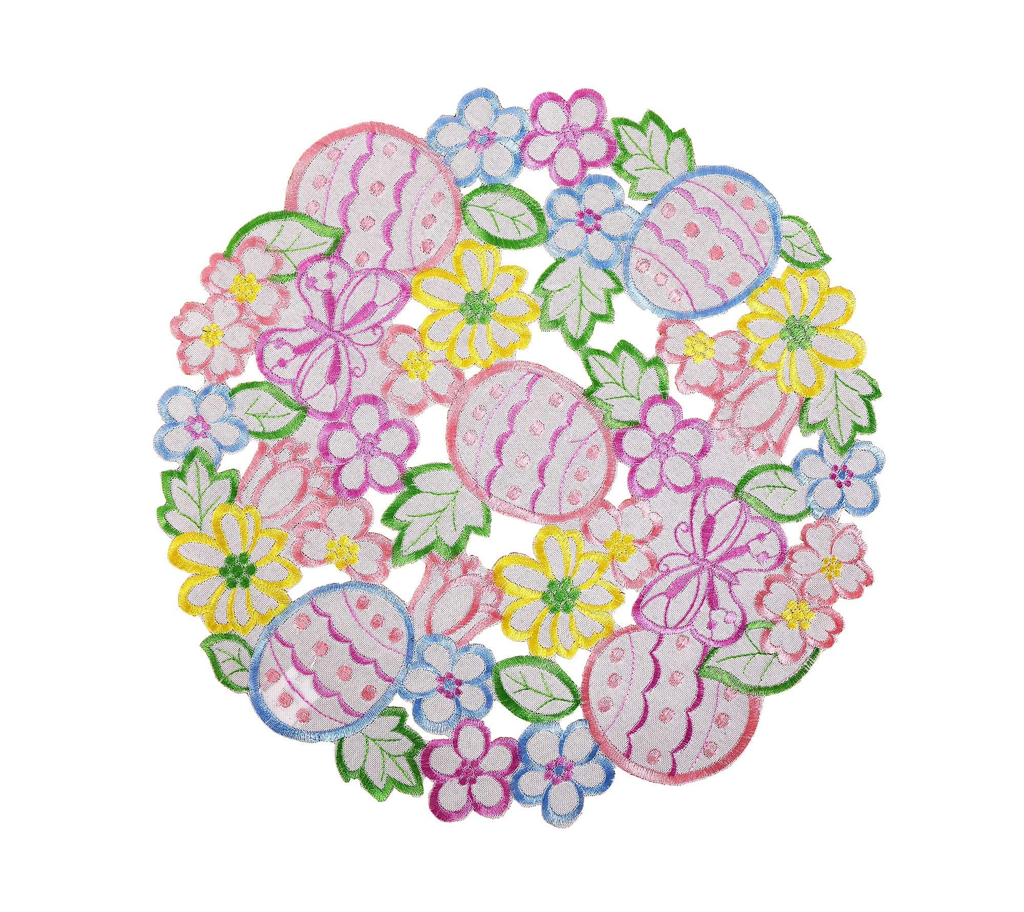 Easte Egg Placemat 14'' Set Of 4 Cutwork Embroidered Spring Flowery Floral Eggs Dresser Scarf For Home Kitchen Dining Spring Hol