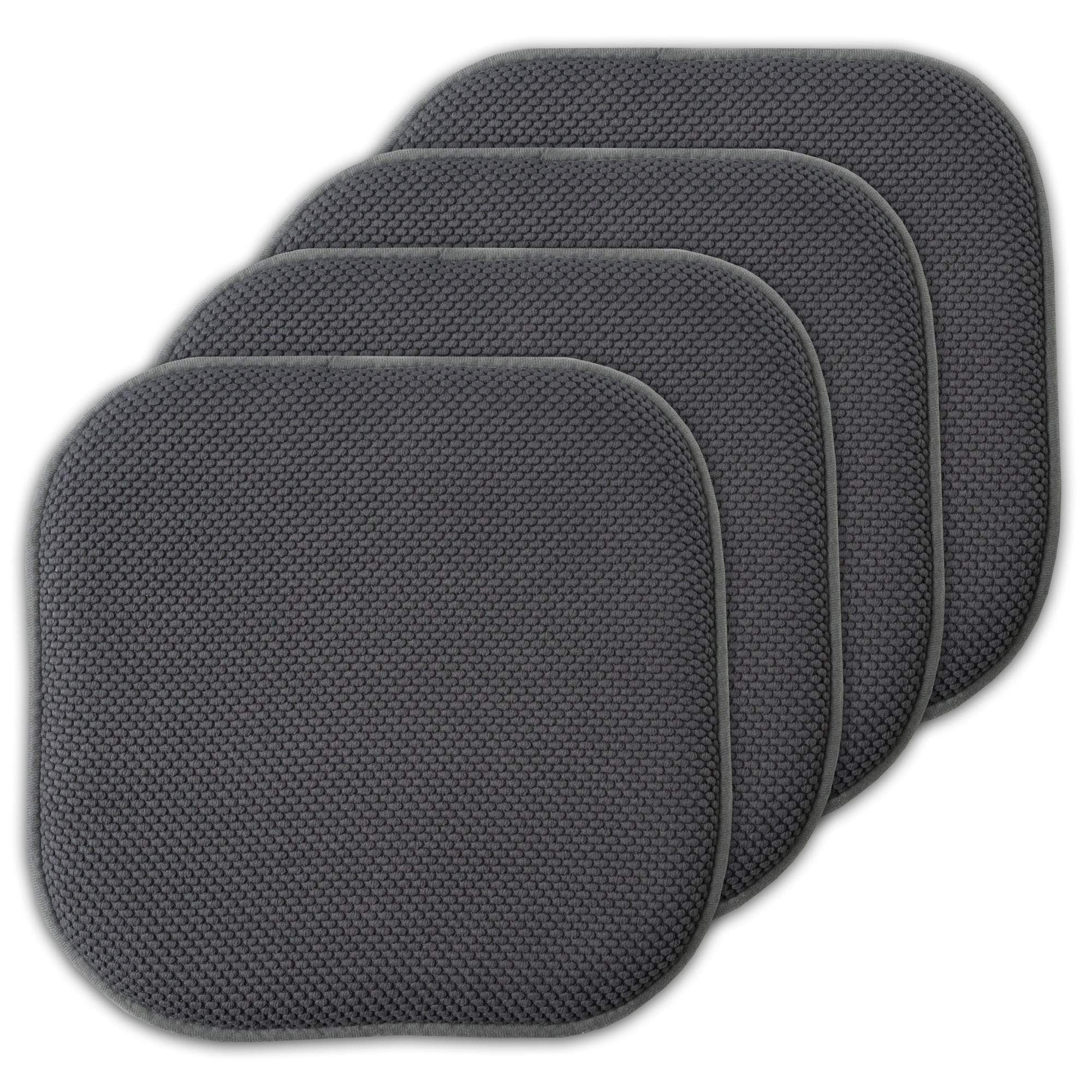 Sweet Home Collection 4 Pack Memory Foam Honeycomb Nonslip Back 16'' X16'' Chair/Seat Cushion Pad,Charcoal Gray