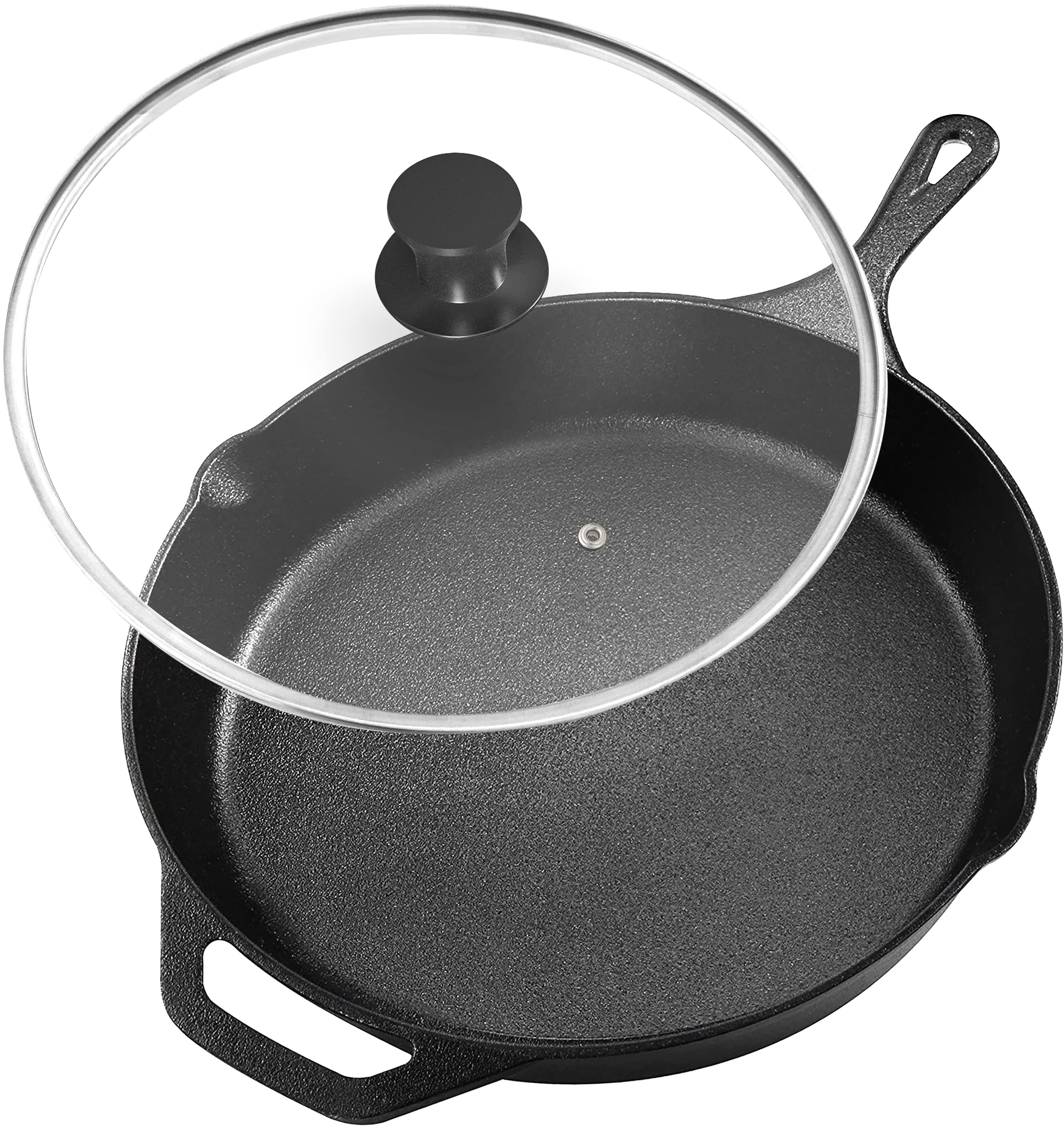 Utopia Kitchen 10 inch Saute Fry Pan Pre-Seasoned Cast Iron Skillet With Lid, Frying Pan, Cast Iron Pan, Safe Grill Cookware for