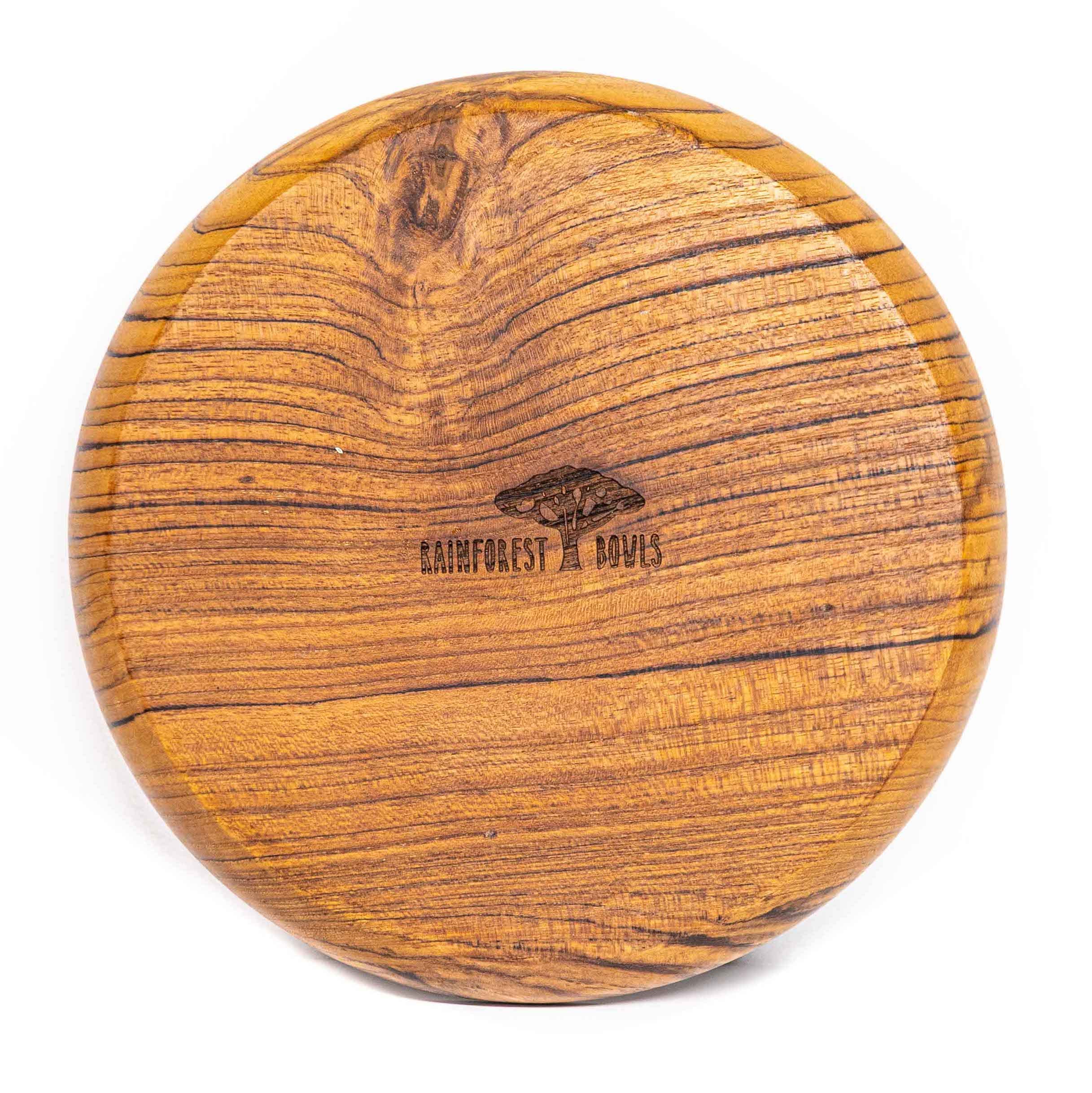 Rainforest Bowls Set Of 4 8'' Round Javanese Teak Wood Plates- Perfect For Everyday Use- Hot & Cold Friendly, Ultra-Durable, Pre