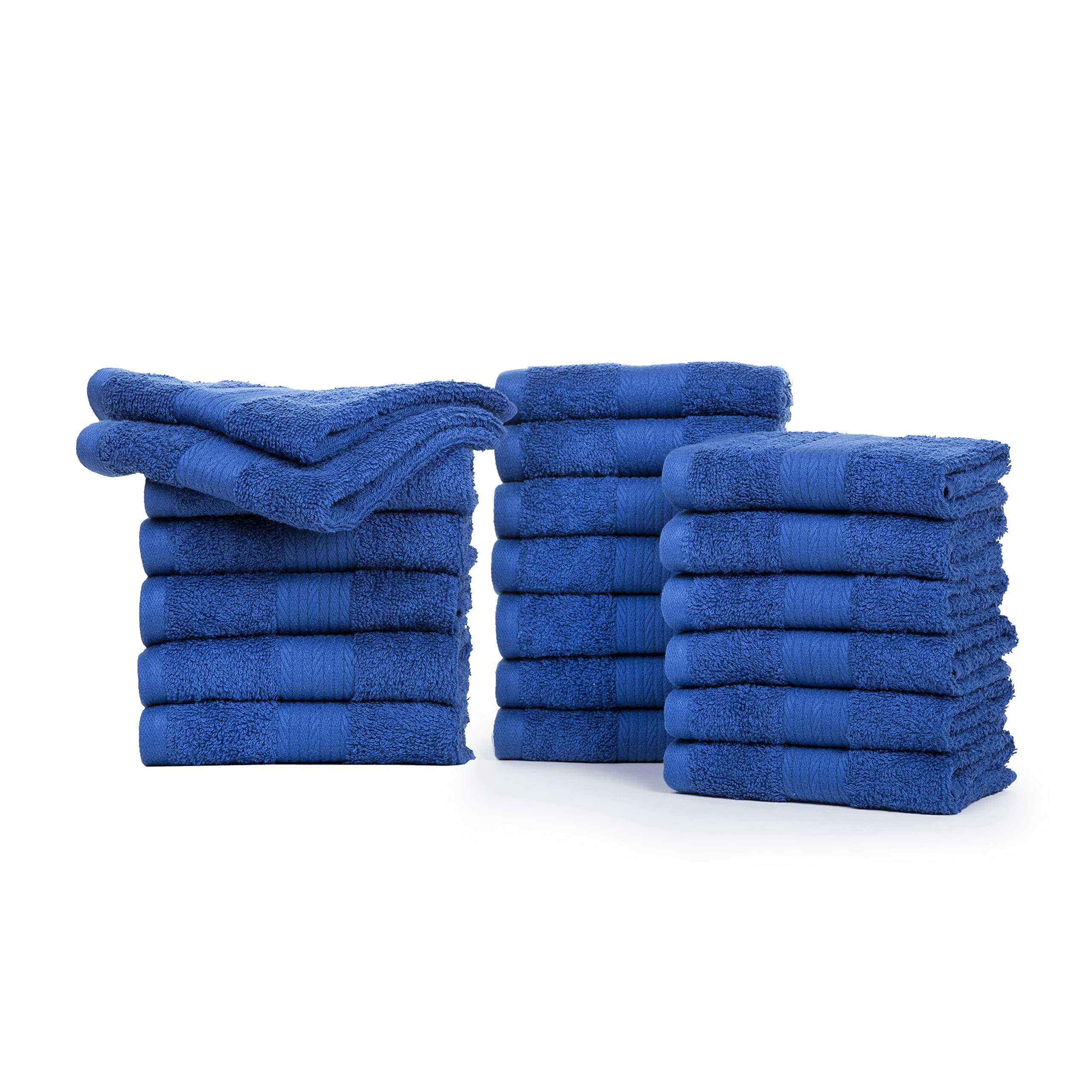 Ample Decor Wash Cloths, 600 Gsm 100% Cotton Soft Absorbent Ideal For Bathroom, Pool, Spa-20Pcs Navy