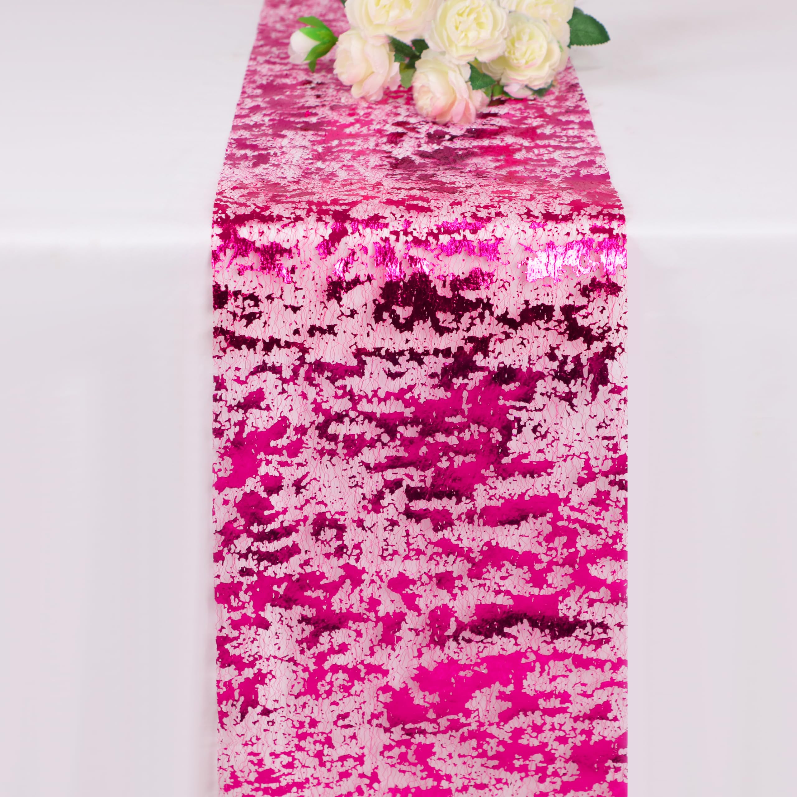Snowkingdom Hot Pink Table Runner 49 Feet Pink Sequin Metallic Decorations Party Birthday For Bachelorette Wedding Shower Christ