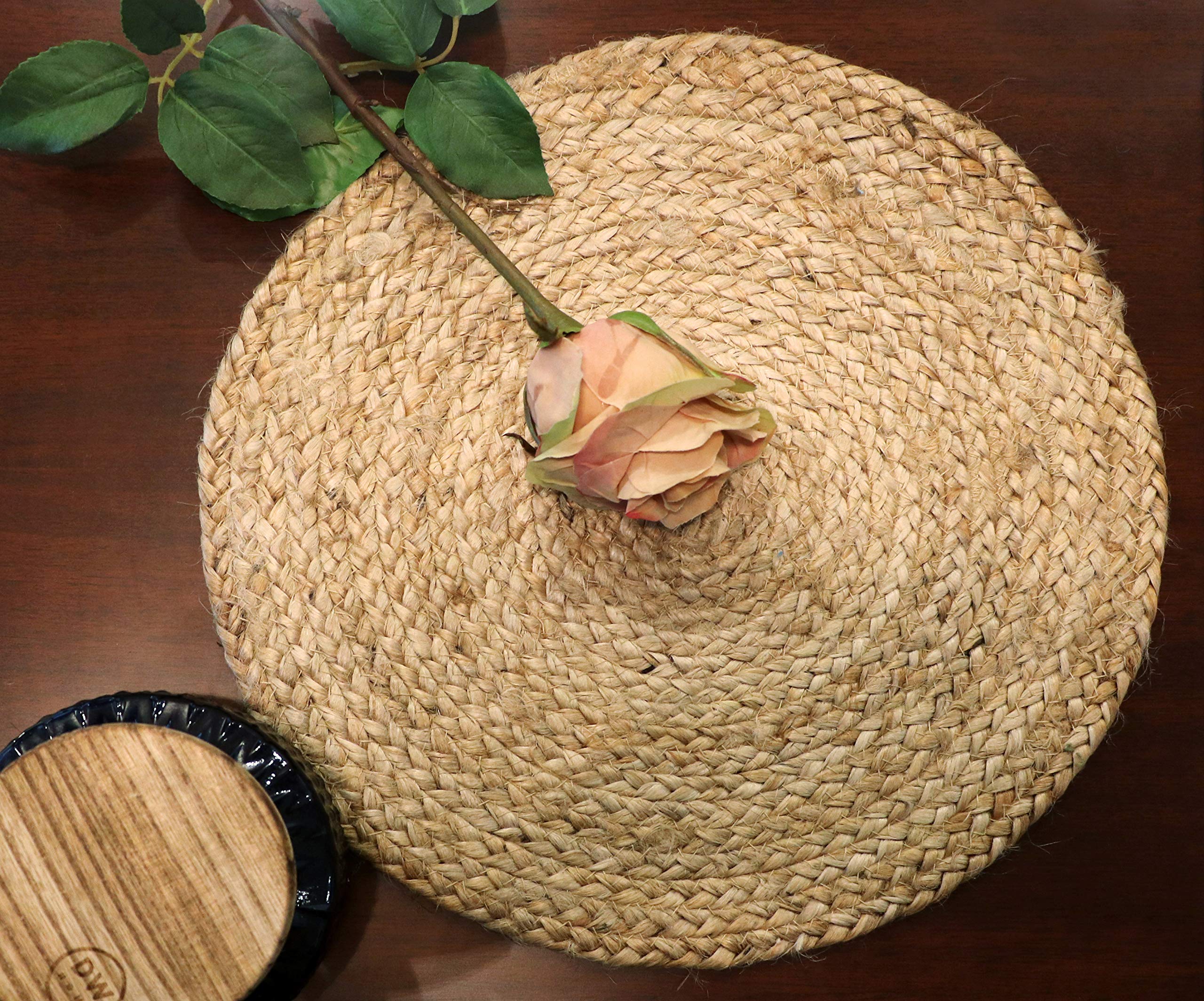 The Home Talk Rustic Round Tablemat Hand-Made Mats For Parties, Dining Table, Coasters Decorative Placemats Jute Natural Fibers,