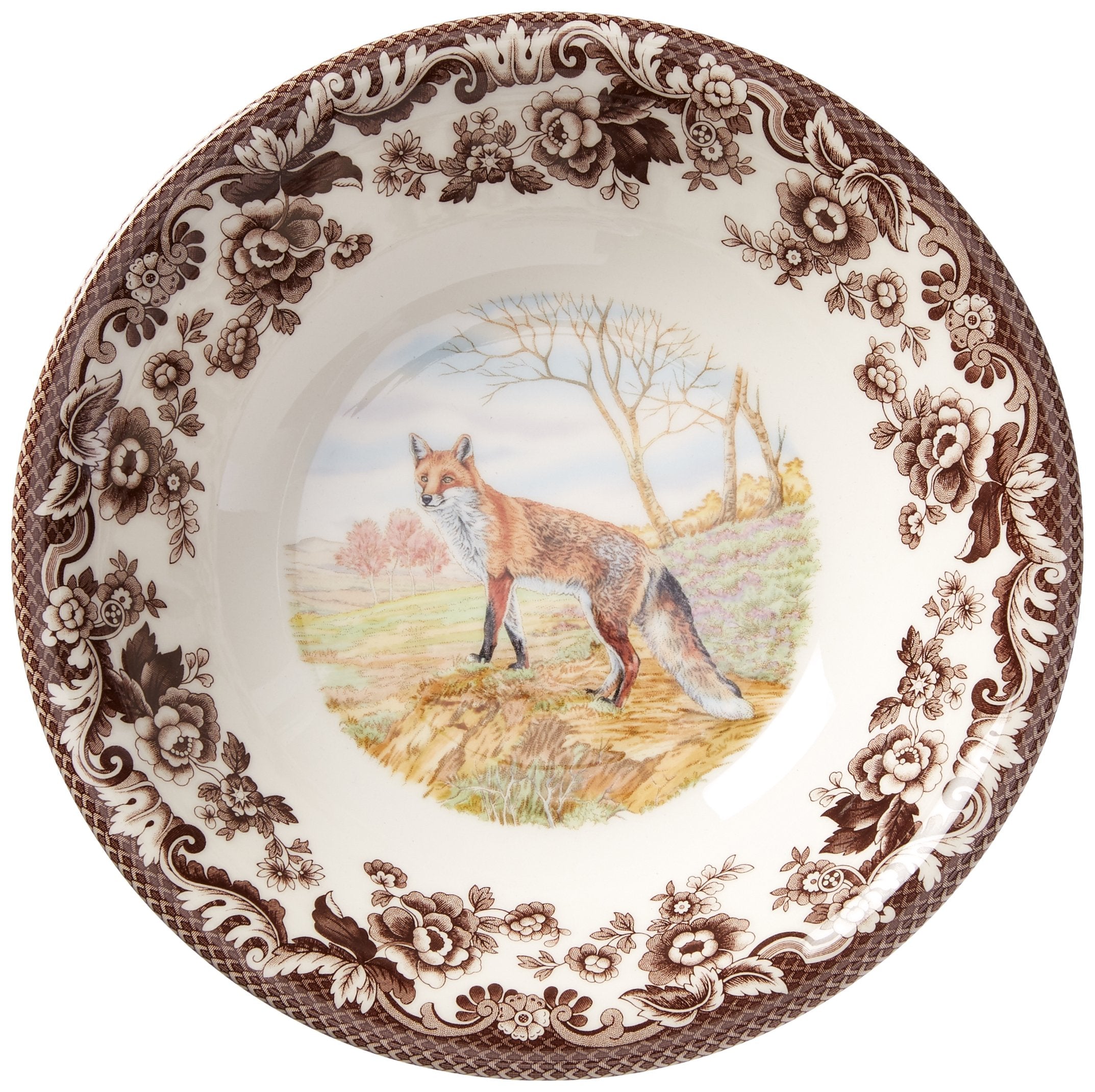 Spode Woodland Ascot Cereal Bowl  Red Fox  8  Perfect for Oatmeal  Salads  and Desserts  Made in England from Fine Earthenware  Microwave and Dishwasher Safe
