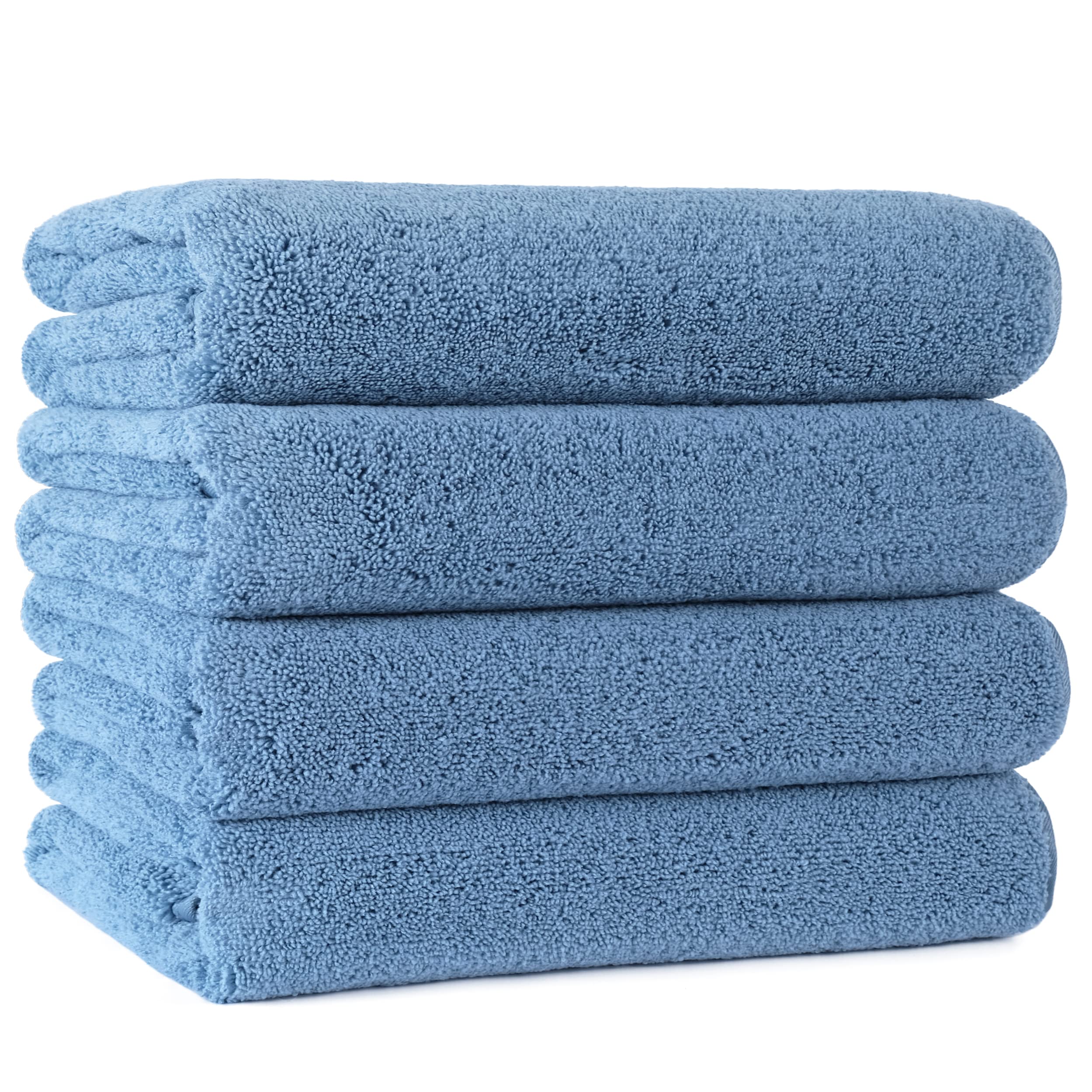 Polyte Microfiber Quick Dry Lint Free Bath Towel, 57 X 30 In, Pack Of 4 (Blue)