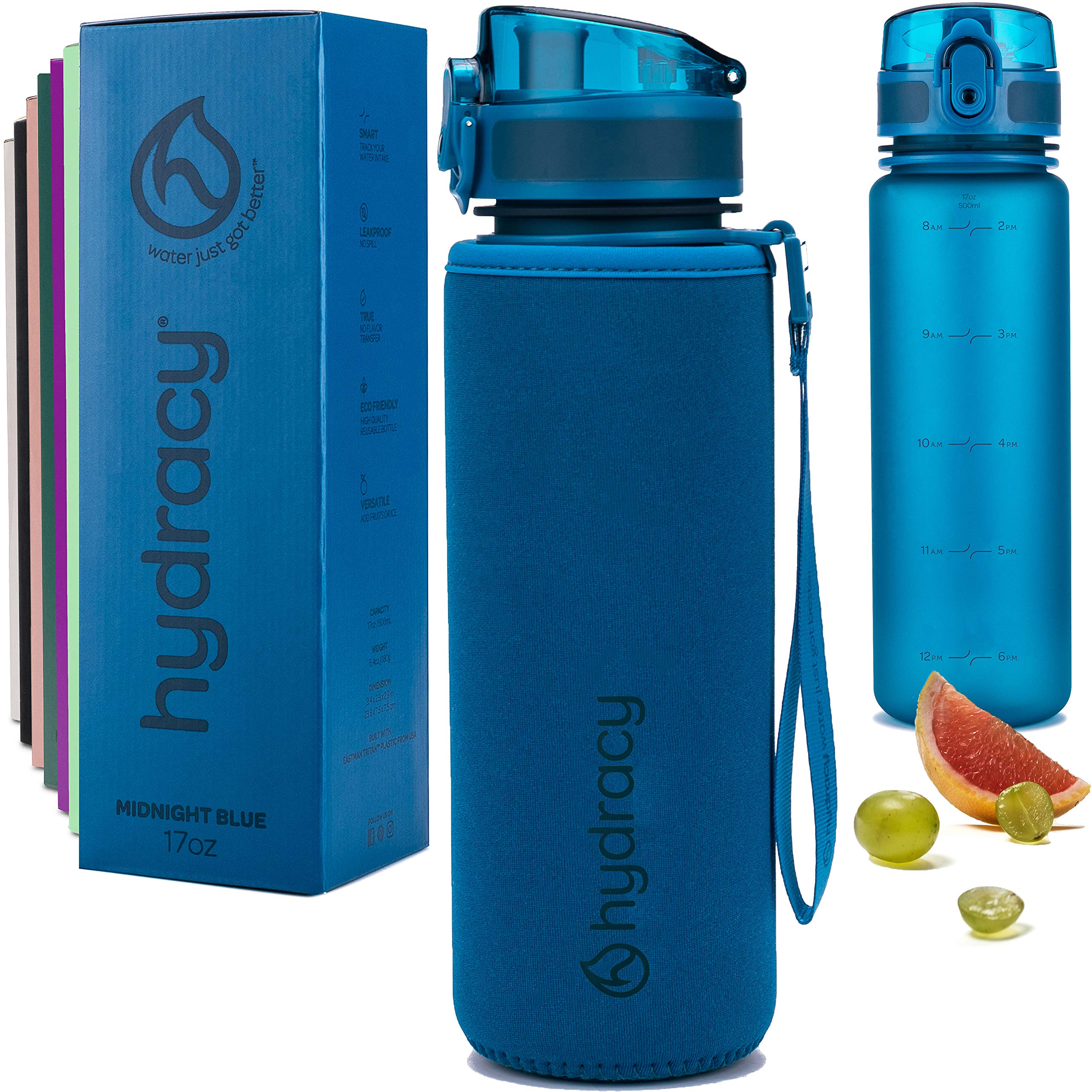 Hydracy Water Bottle With Time Marker - 500 Ml 17Oz Bpa Free Water Bottle -Leak Proof & No Sweat Gym Bottle With Fruit Infuser S