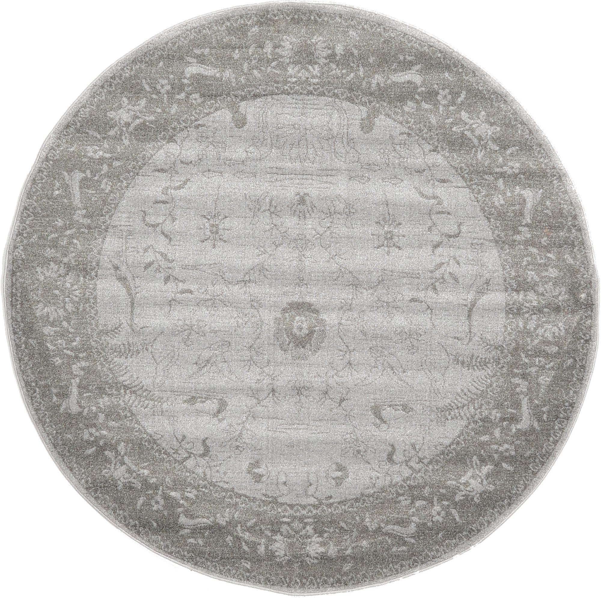 Unique Loom La Jolla Collection Farmhouse, Contemporary, Botanical, Traditional, Vintage Area Rug, 6 1 x 6 1, Light Gray/Dark 