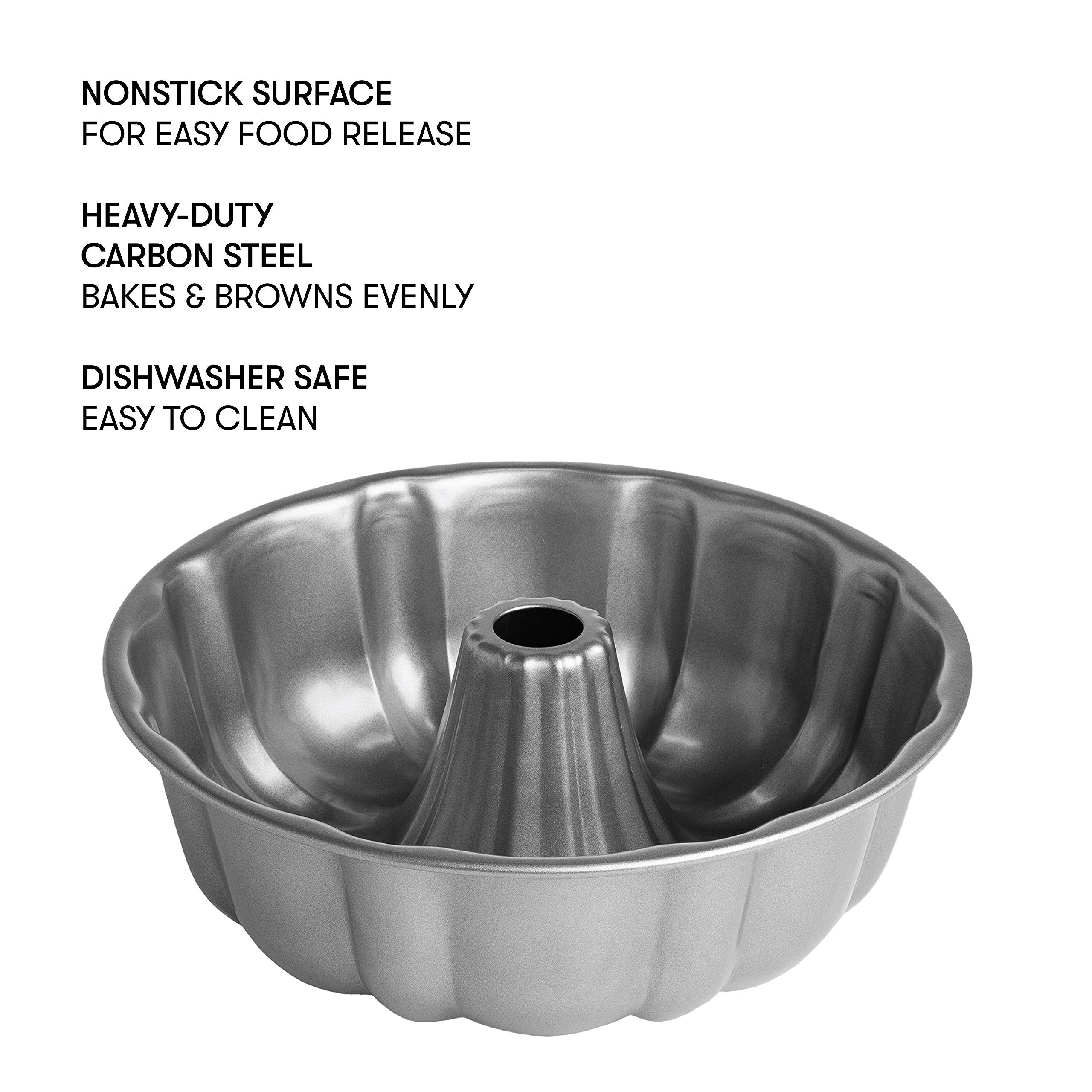 Cooking Light Heavy Duty Nonstick Bakeware Carbon Steel Fluted Tube Bundt Pan With Quick Release Coating, Manufactured Without P
