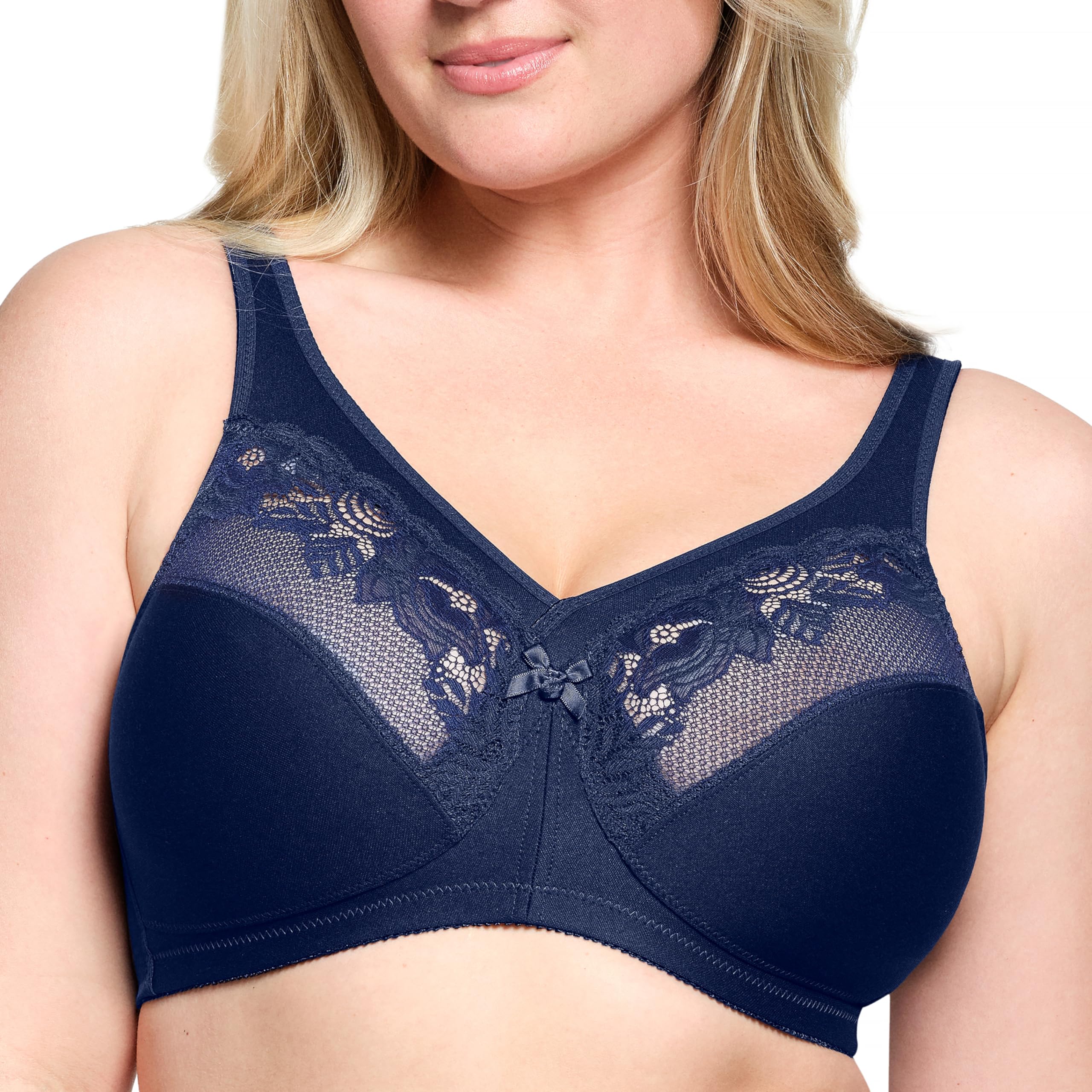 Glamorise Full Figure Plus Size Magiclift Minimizer Bra Wirefree 1003 Blue
