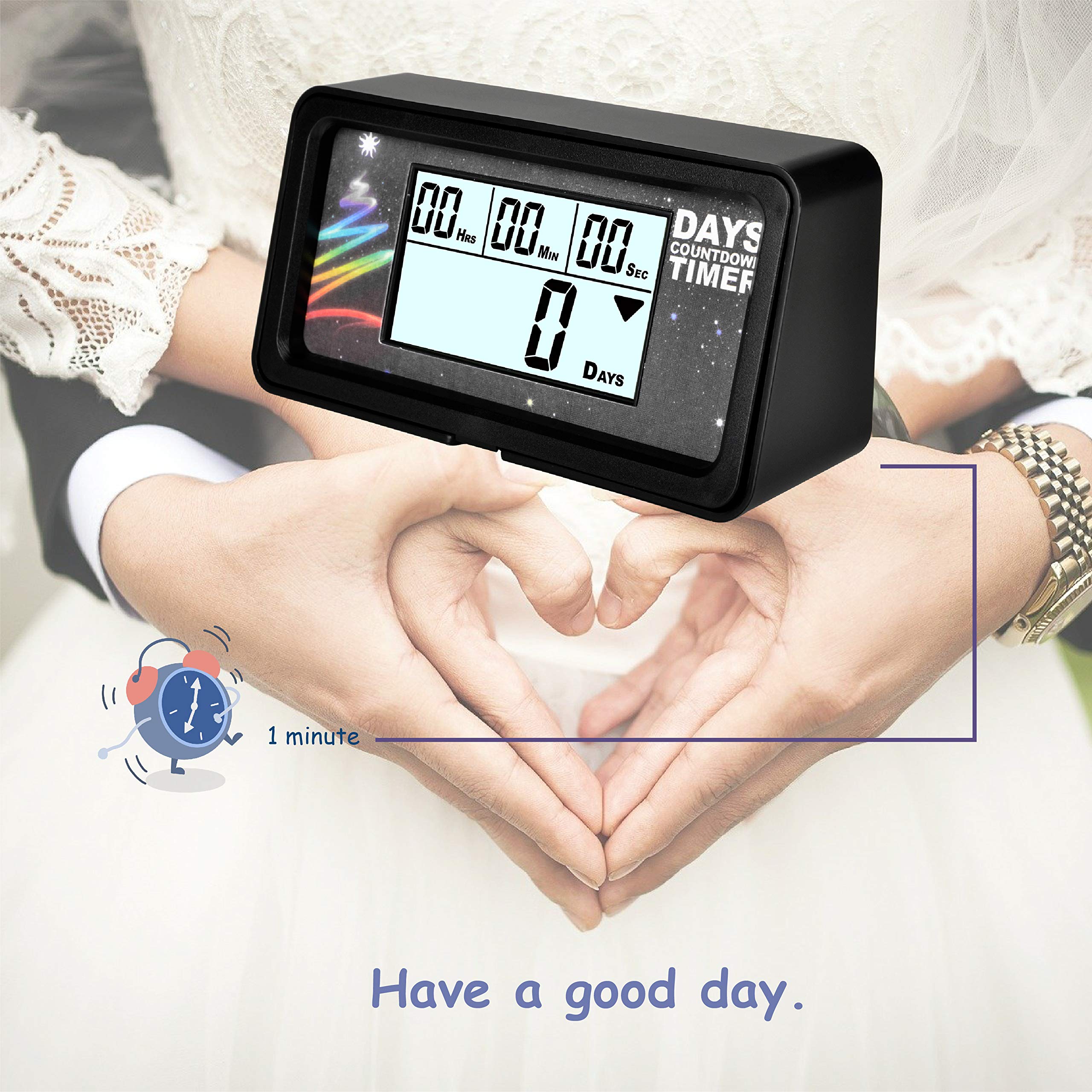 Jayron Backlight Digital 9,999 Days Countdown Timer Big Lcd Display Count Down For Retirement Wedding Vacation Christmas Event C