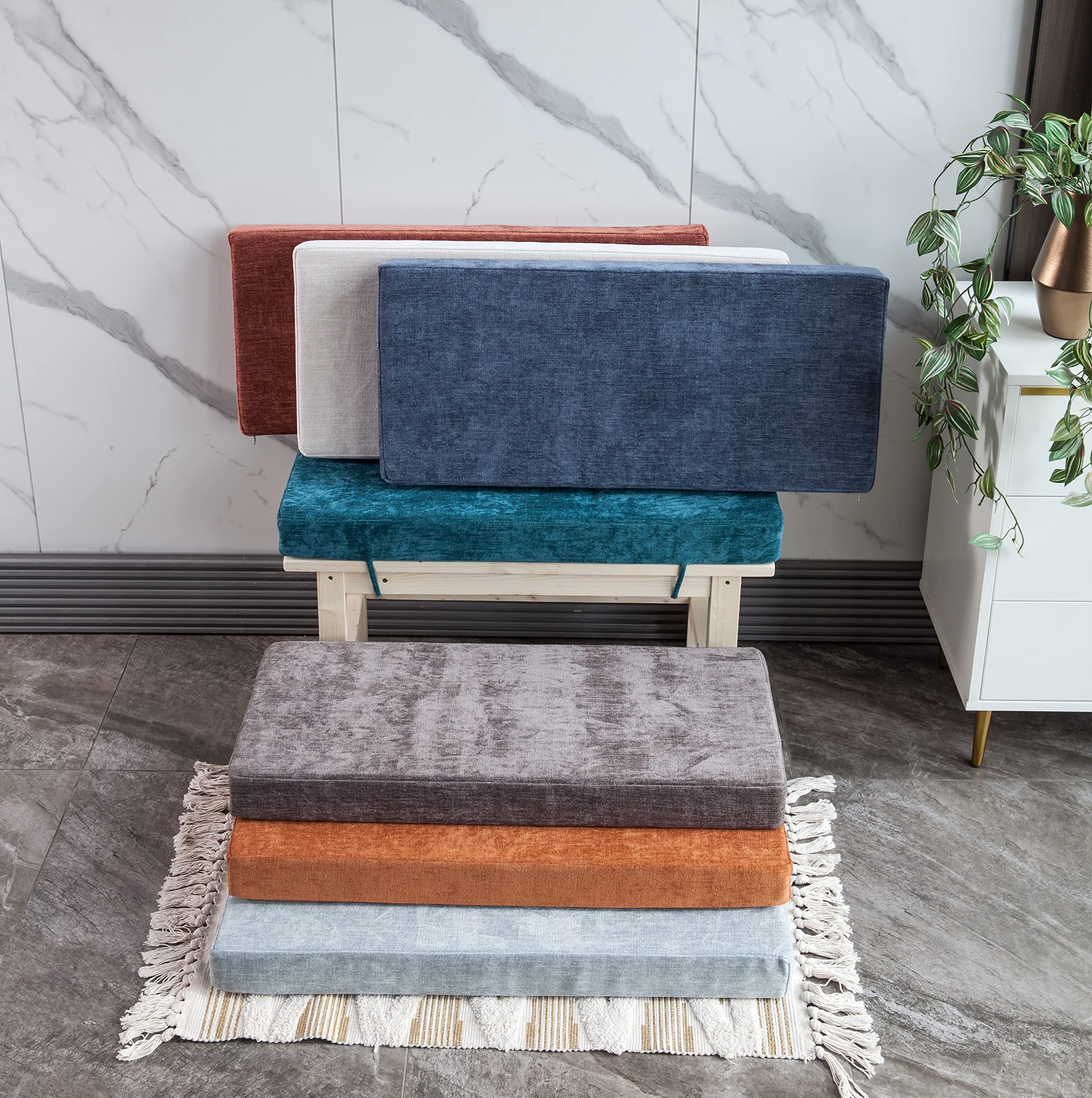 Loveboat Bench Cushion 36x18 Inch Soft Non-Slip Furniture Cushions for Bench Couch Swing Setee with Ties, Dark Grey