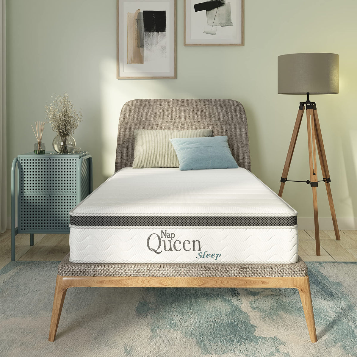 Napqueen 8 Inch Maxima Hybrid Mattress, Twin Size, Cooling Gel Infused Memory Foam And Innerspring Mattress, Bed In A Box,White