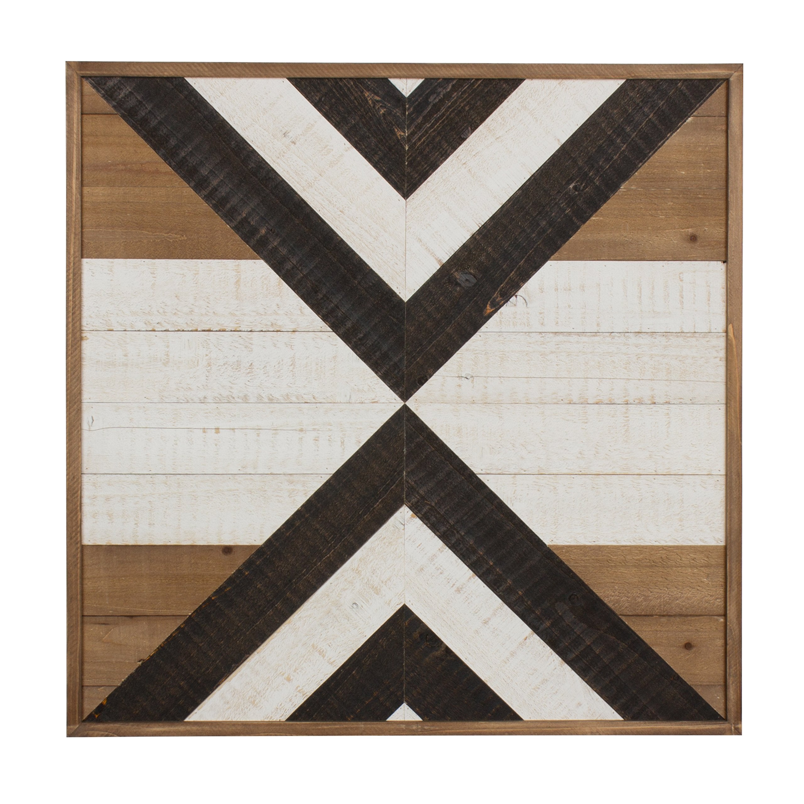 Kate and Laurel Baralt Shiplap Wood Plank Art, Black, White and Rustic Brown