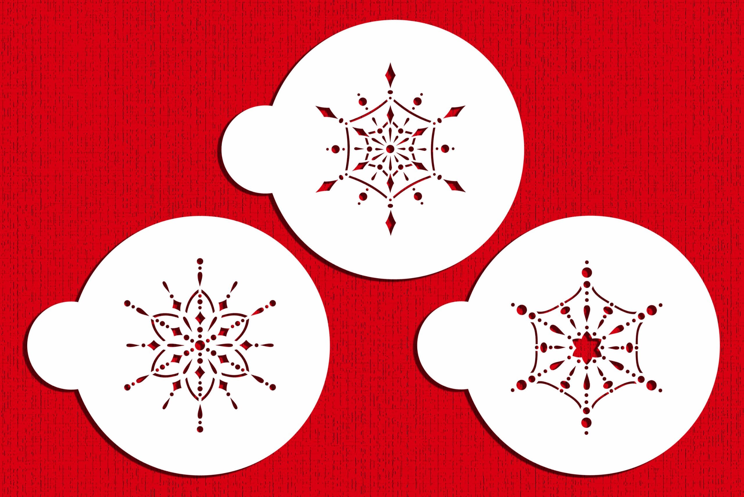 Designer Stencils Small Jeweled Snowflakes Cookie Stencils, Beige/Semi-Transparent
