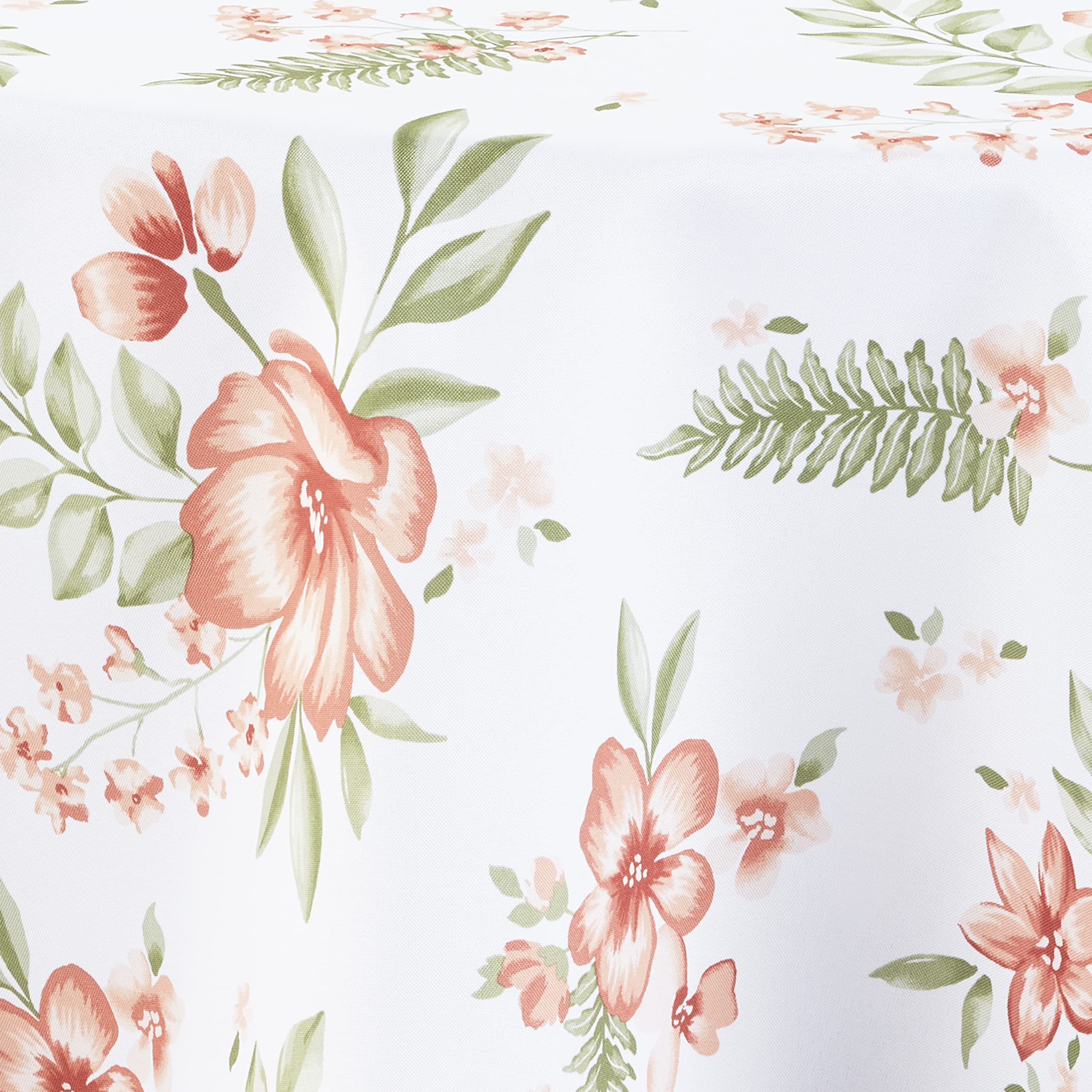 Zippered Outdoor Umbrella Hole Tablecloths - Terracotta Floral 60'' x 84''