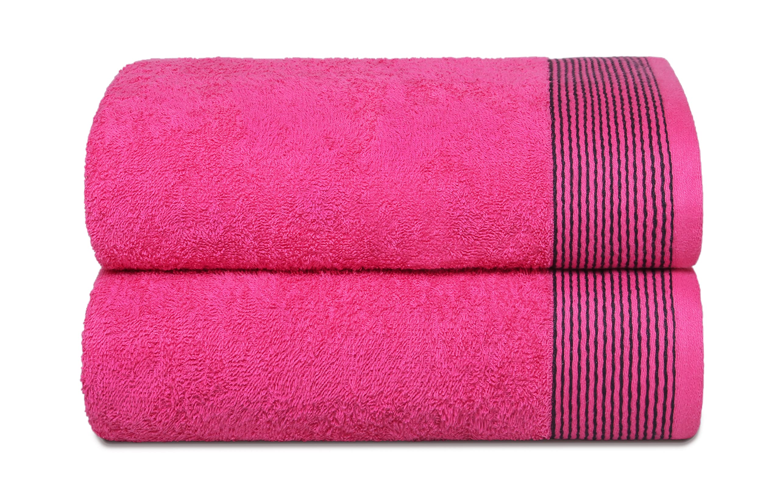 Belizzi Home Ultra Soft 2 Pack Oversized Bath Towel Set, 28X55 Inches, 100% Cotton, Large, Hot Pink