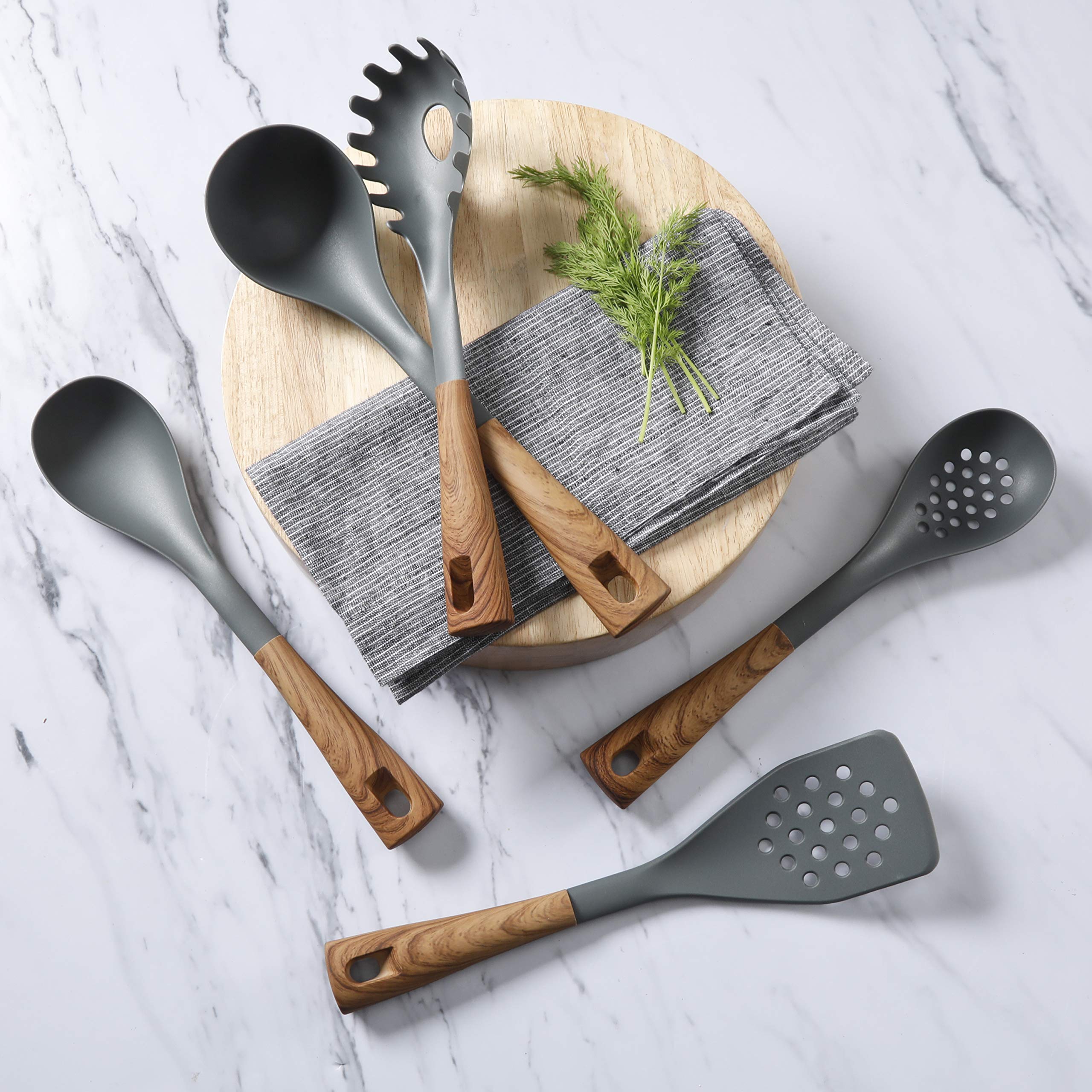 Oster Everwood 5 Pc Nylon Tools Set, 5-Piece, Grey/Wood