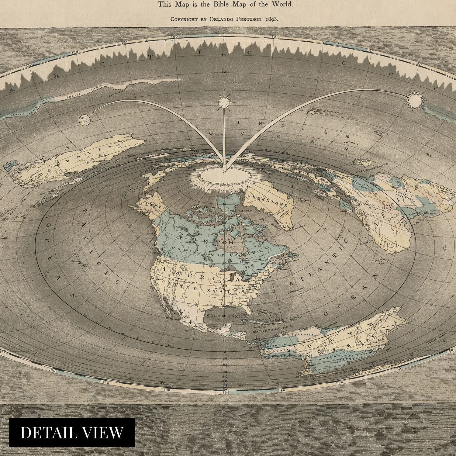 Historix Vintage 1893 Flat Earth Map Of The World - 24X36 Inch Vintage Map Of The Square And Stationary Earth Poster - World Map