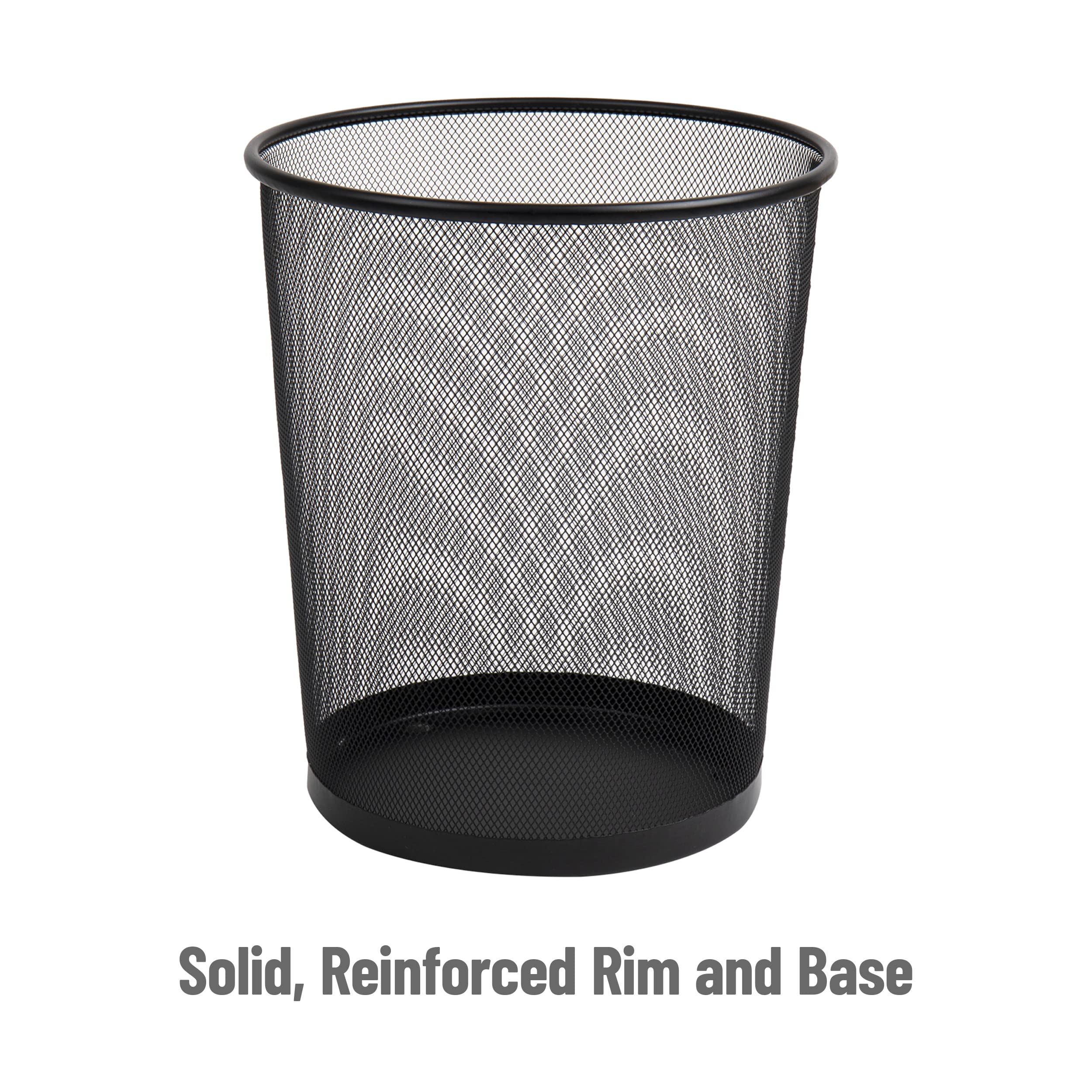 Mind Reader Mesh Trash Can, Set Of 3, Waste Paper Basket, Round, Office, Metal Mesh, 11.5'' L X 11.5'' W X 13.75'' H, Black