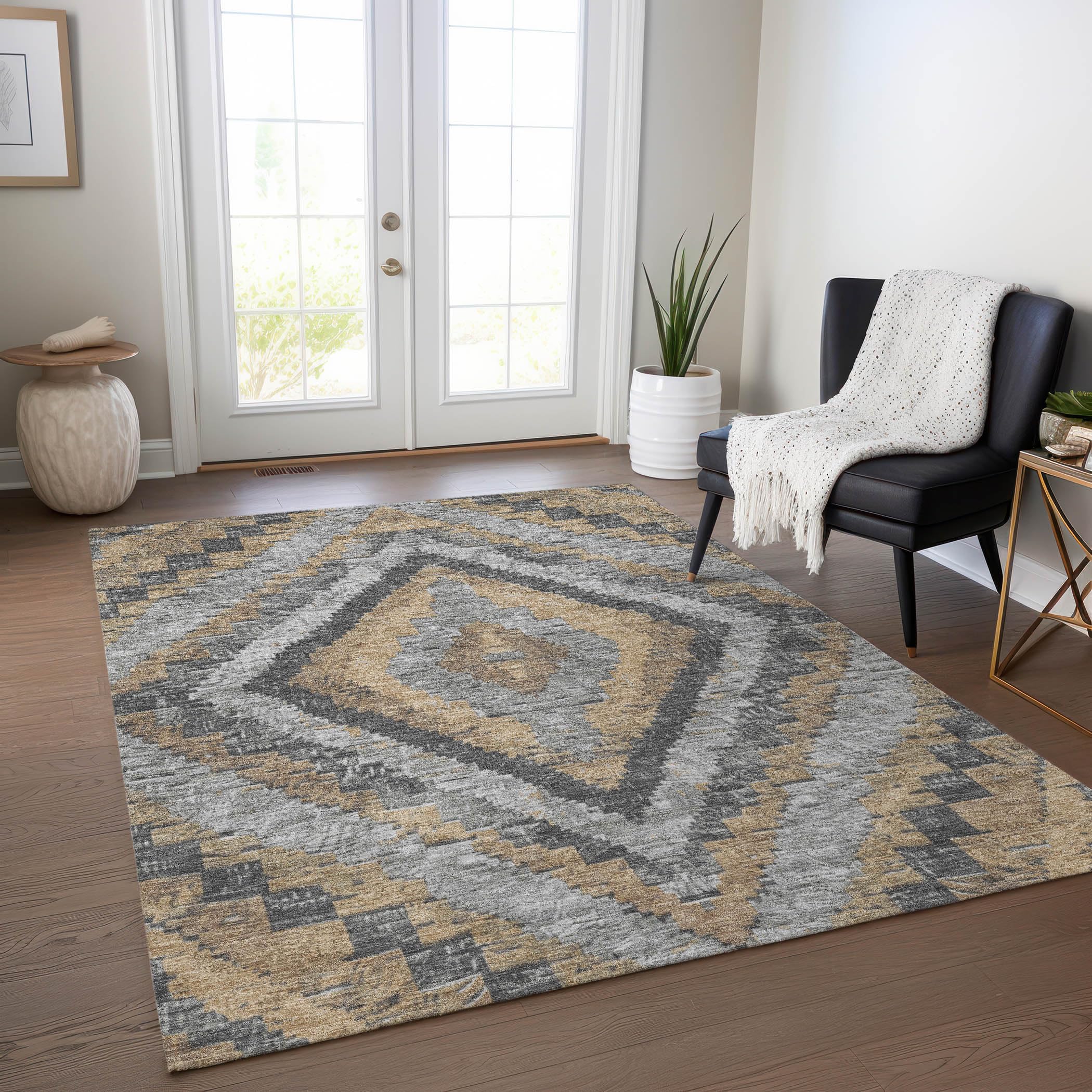 Machine Washable Indoor/Outdoor Chantille Khaki 26 x 310 Rug
