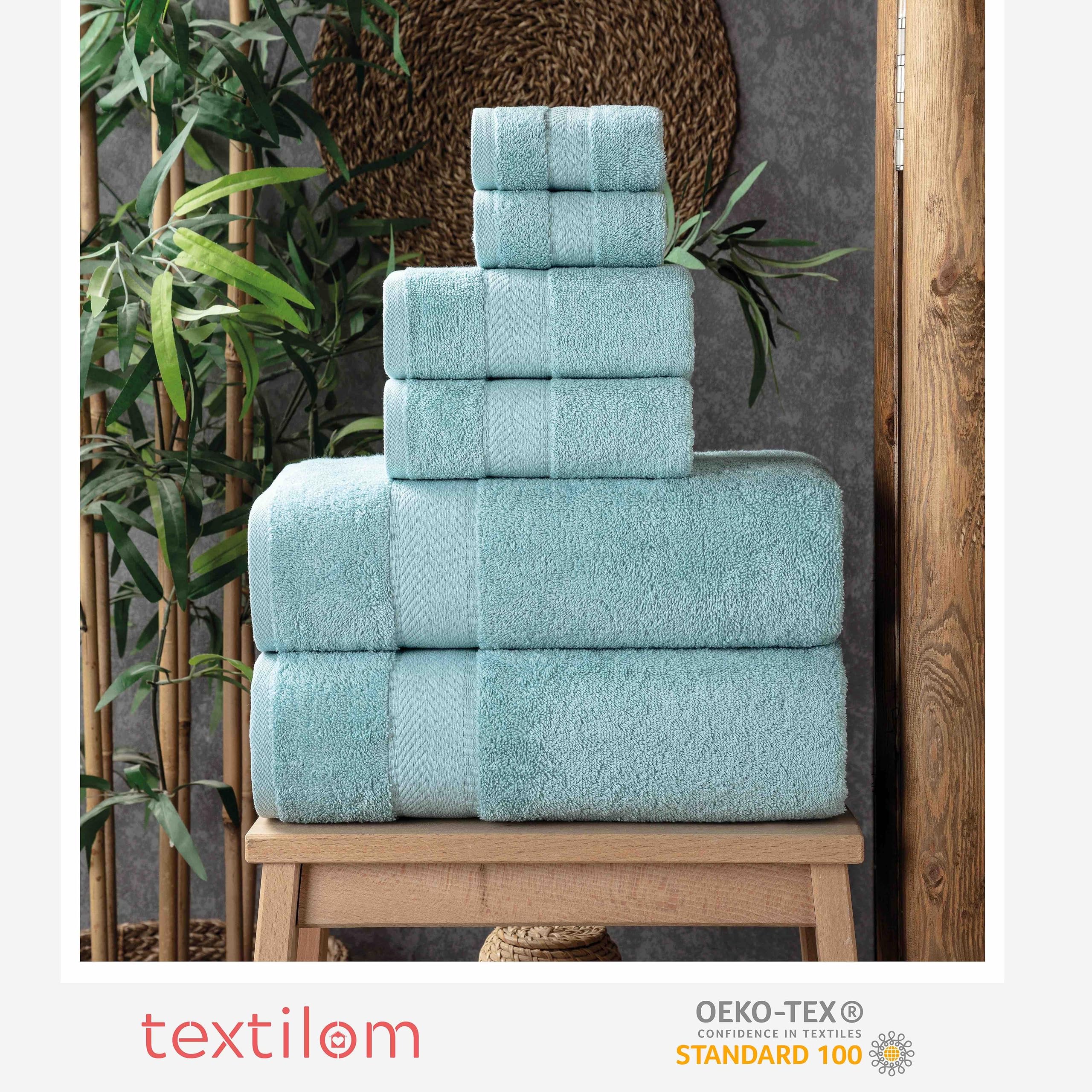 Textilom 100% Turkish Cotton 6 Pcs Bath Towel Set, Luxury Bath Towels For Bathroom, Soft & Absorbent Bathroom Towels Set (2 Bath