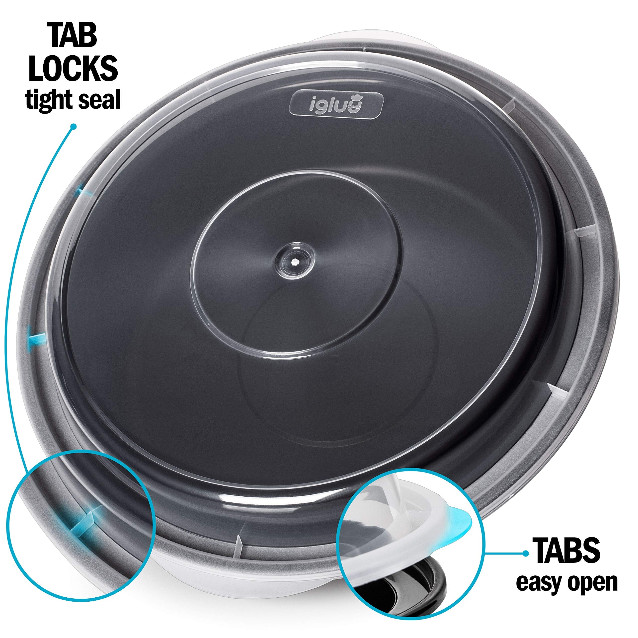 Igluu Meal Prep Round Plastic Containers - New Improved Lid - Reusable BPA Free Food Containers with Airtight Lids - Microwavable  Freezer and Dishwasher Safe - Stackable Salad Bowls - [10 Pack  28oz]