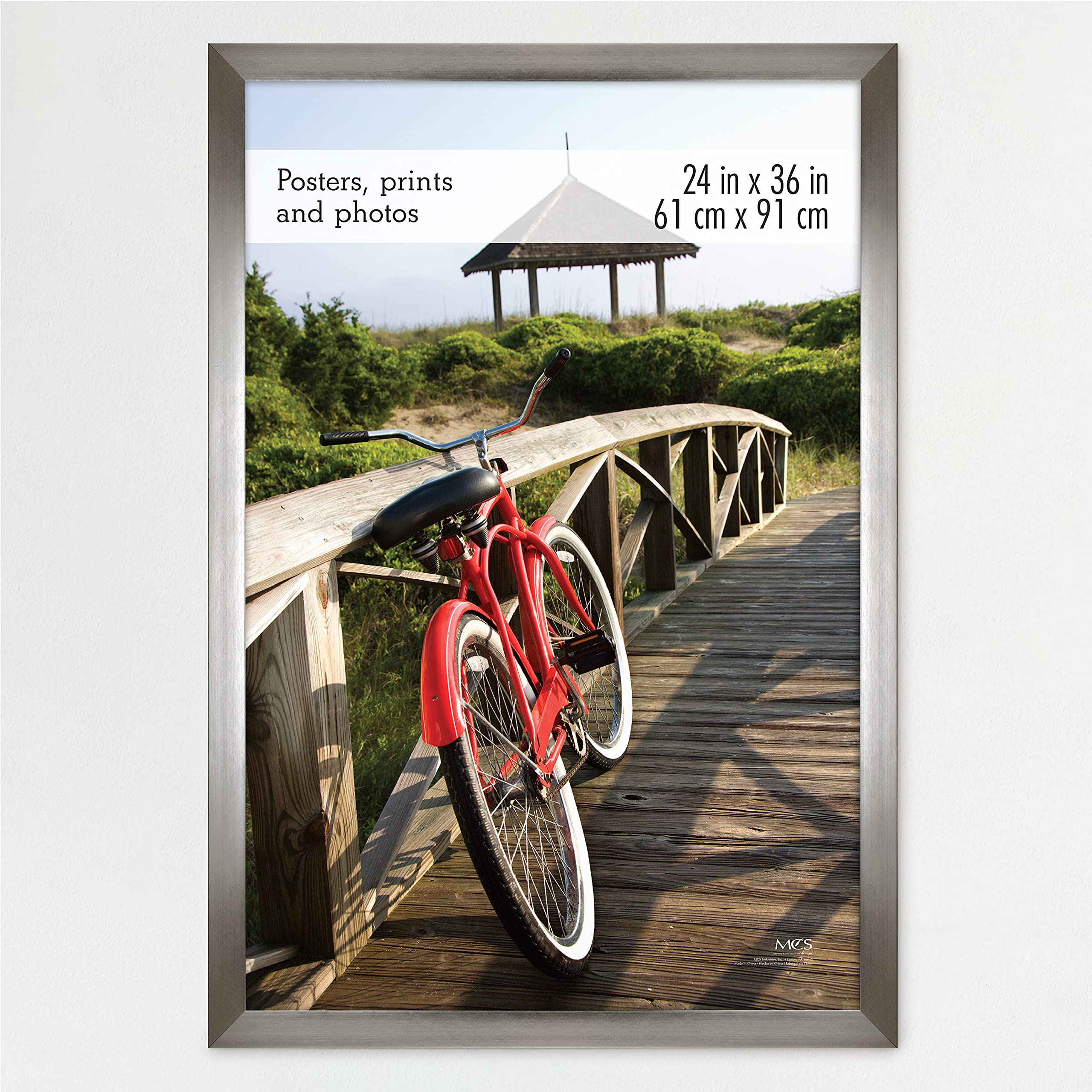 MCS Museum Poster Frame 24x36 Pewter, Vertical & Horizontal Wall Hanging Large Picture Frame for Photos, Posters & Art Prints (2