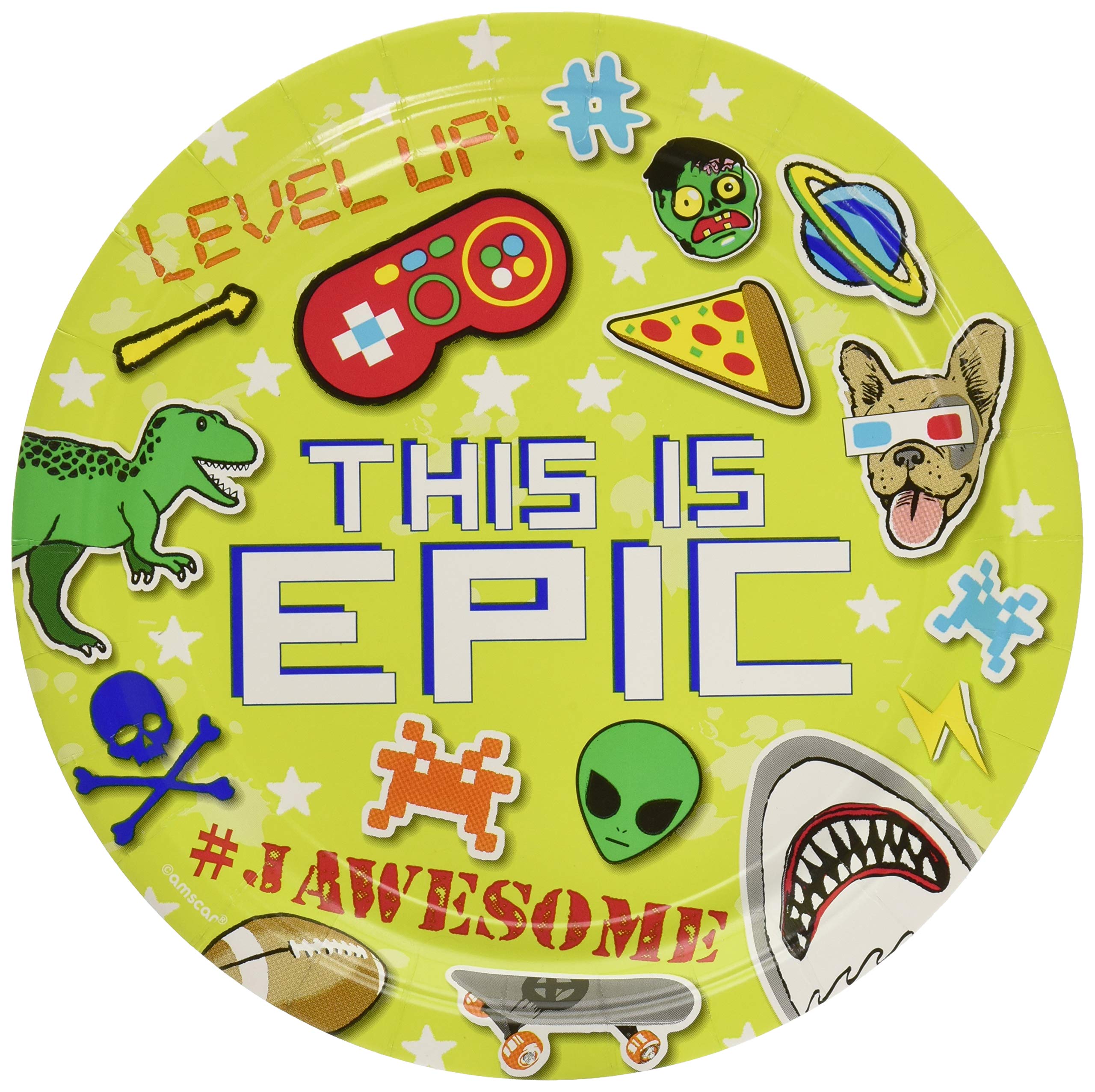 Amscan Epic Party Round Plates, 9'', 8 Pcs, Party Favor