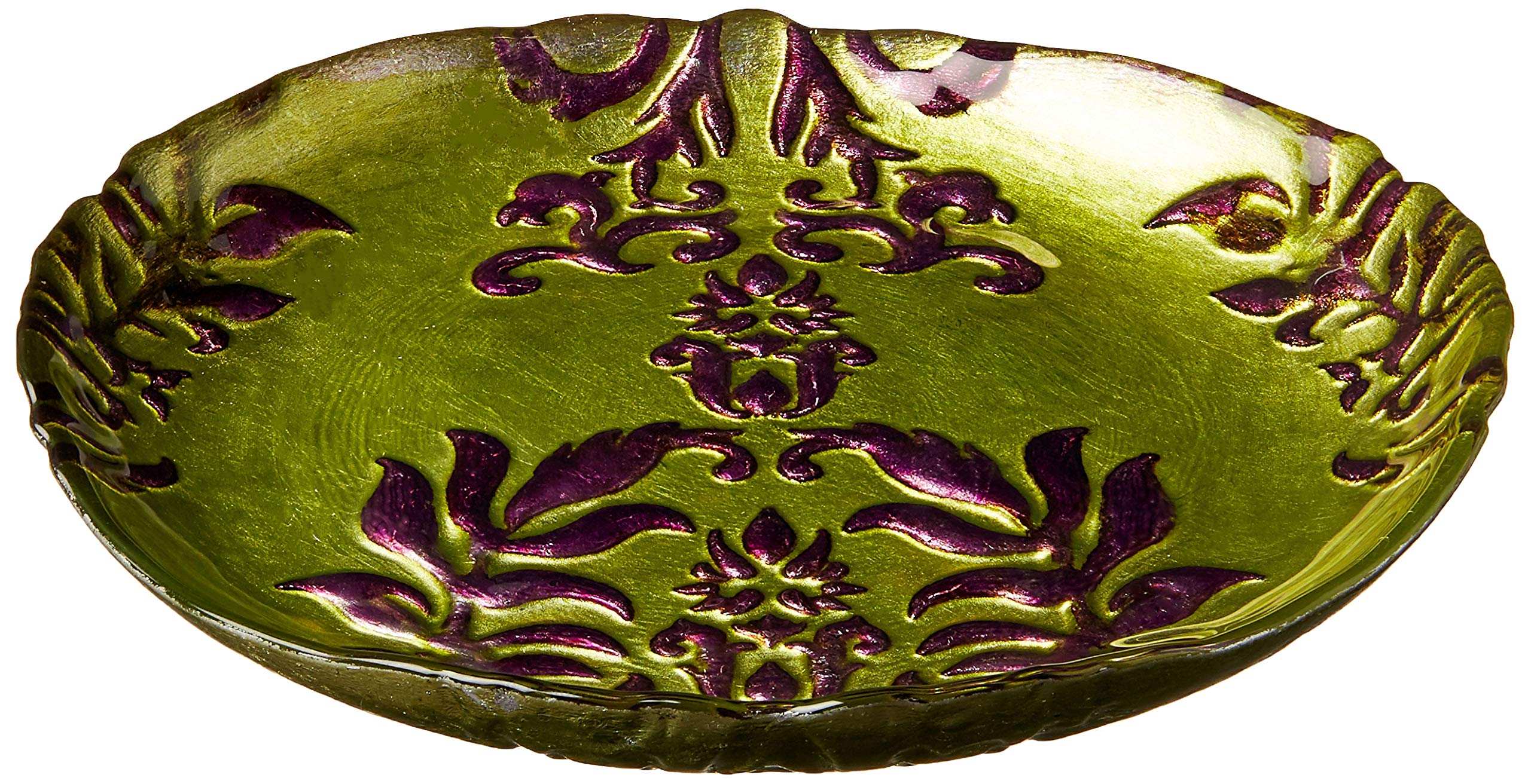 Red Pomegranate Damask Canape Plate Green Purple 6.5-Inch