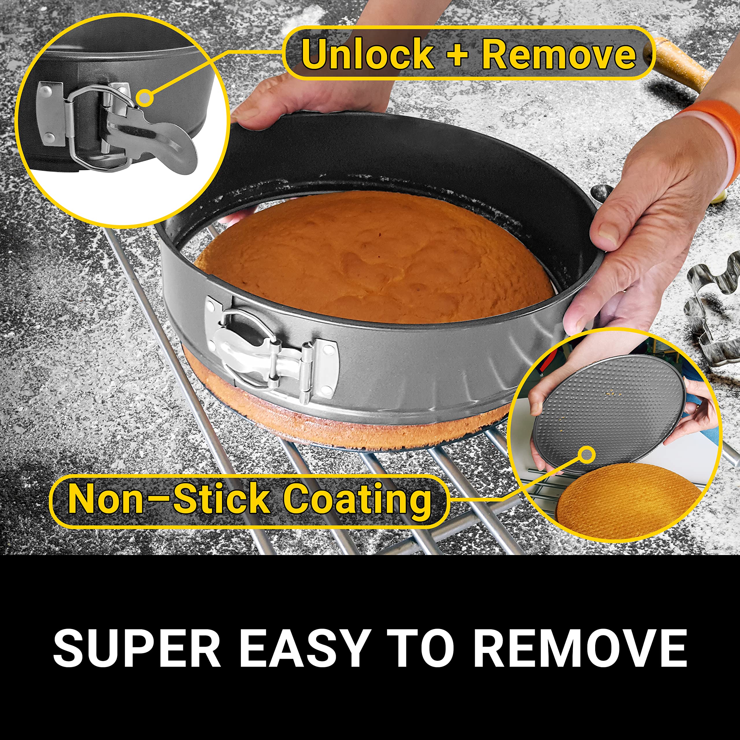 Springform Pan Set Of 4 (4/7/9/11 Inch) With Cake Slicer And Cake Tester | Spring Form Pans For Baking | Nonstick Leakproof Spri