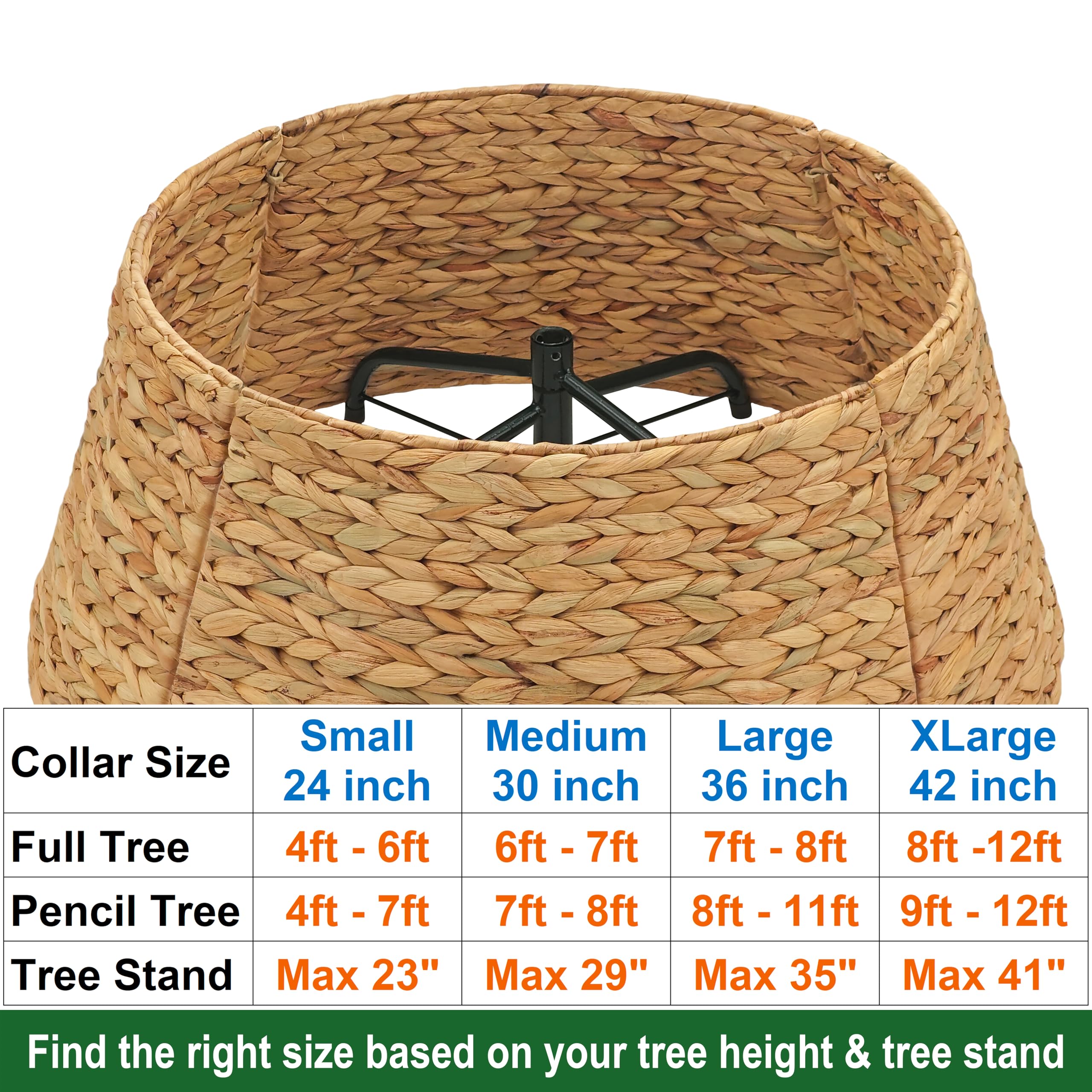 CENBOSS Rattan Christmas Tree Collar, Wicker Tree Skirt & Stand Base Cover (Natural, 36 inch)