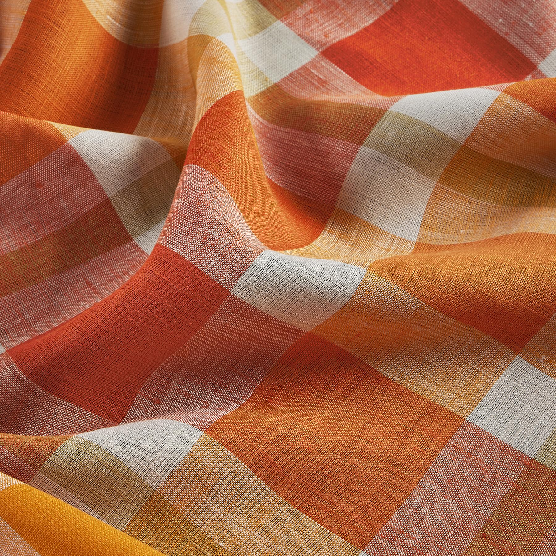Solino Home Plaid Linen Dinner Napkins 20 X 20 Inch - 100% Pure Linen Pumpkin Fall Buffalo Check Cloth Napkins Set Of 4 - Handcr
