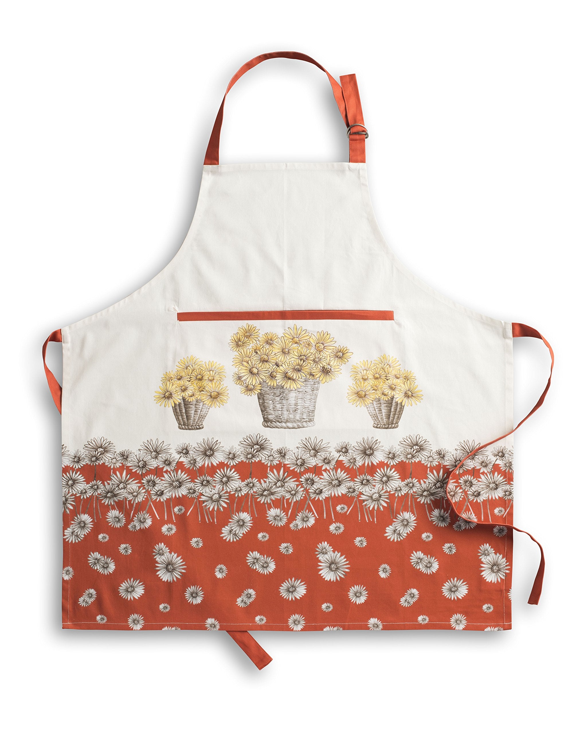 Maison D' Hermine Bagatelle 100% Cotton 1 Piece Kitchen Apron With An Adjustable Neck & Hidden Centre Pocket With Long Ties For