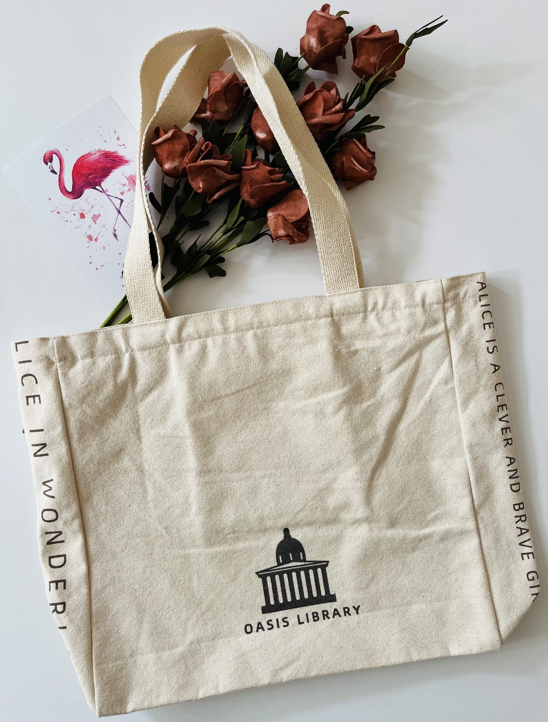 Haohakka Tote Bag Aesthetic, Canvas Graphic Trendy Cute Tote Bags With Zipper Pockets (Alice In Wonderland)