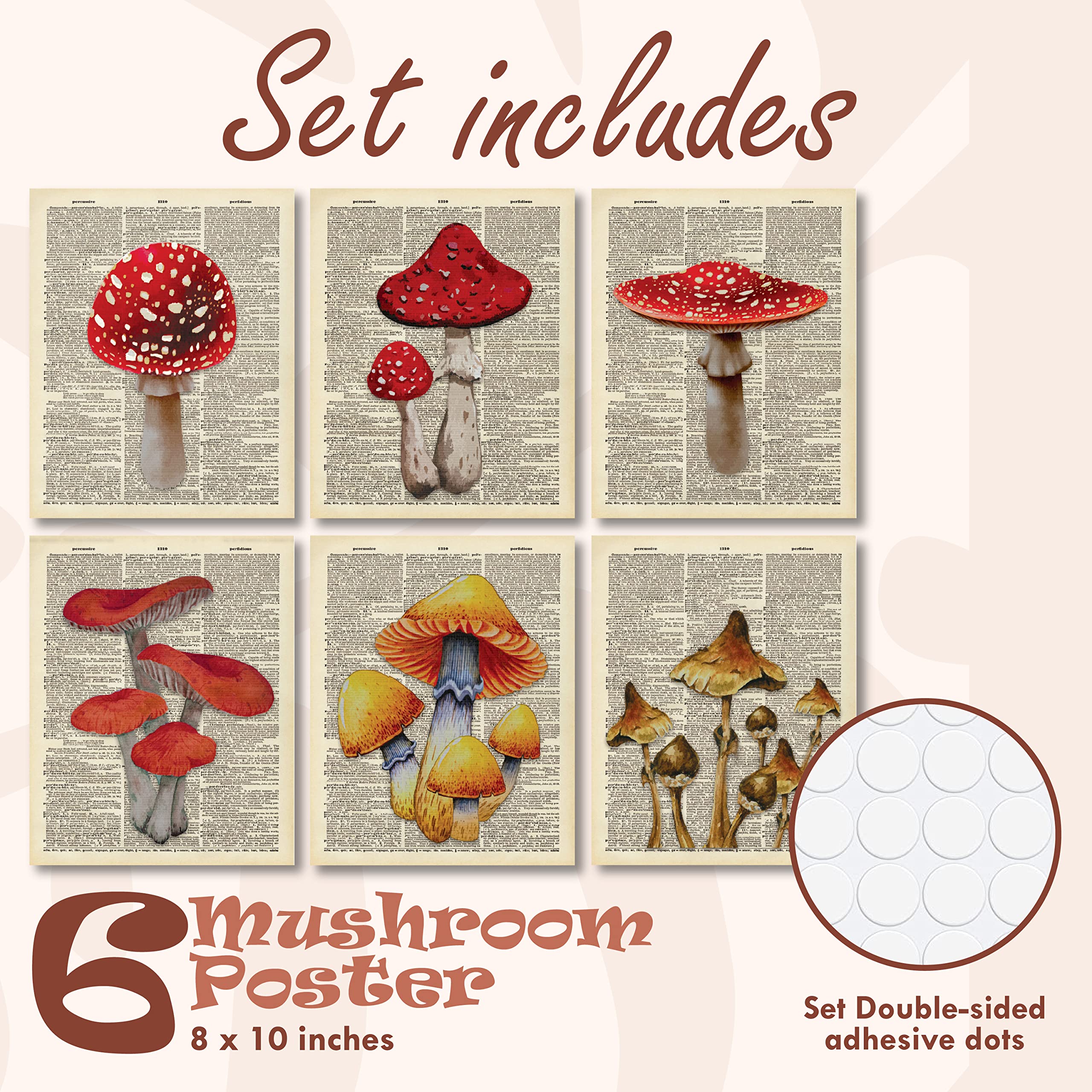 97 Decor Vintage Mushroom Poster - Mushroom Wall Decor, Retro Mushroom Wall Art Prints, Cottagecore Room Decor Aesthetic, Earthy