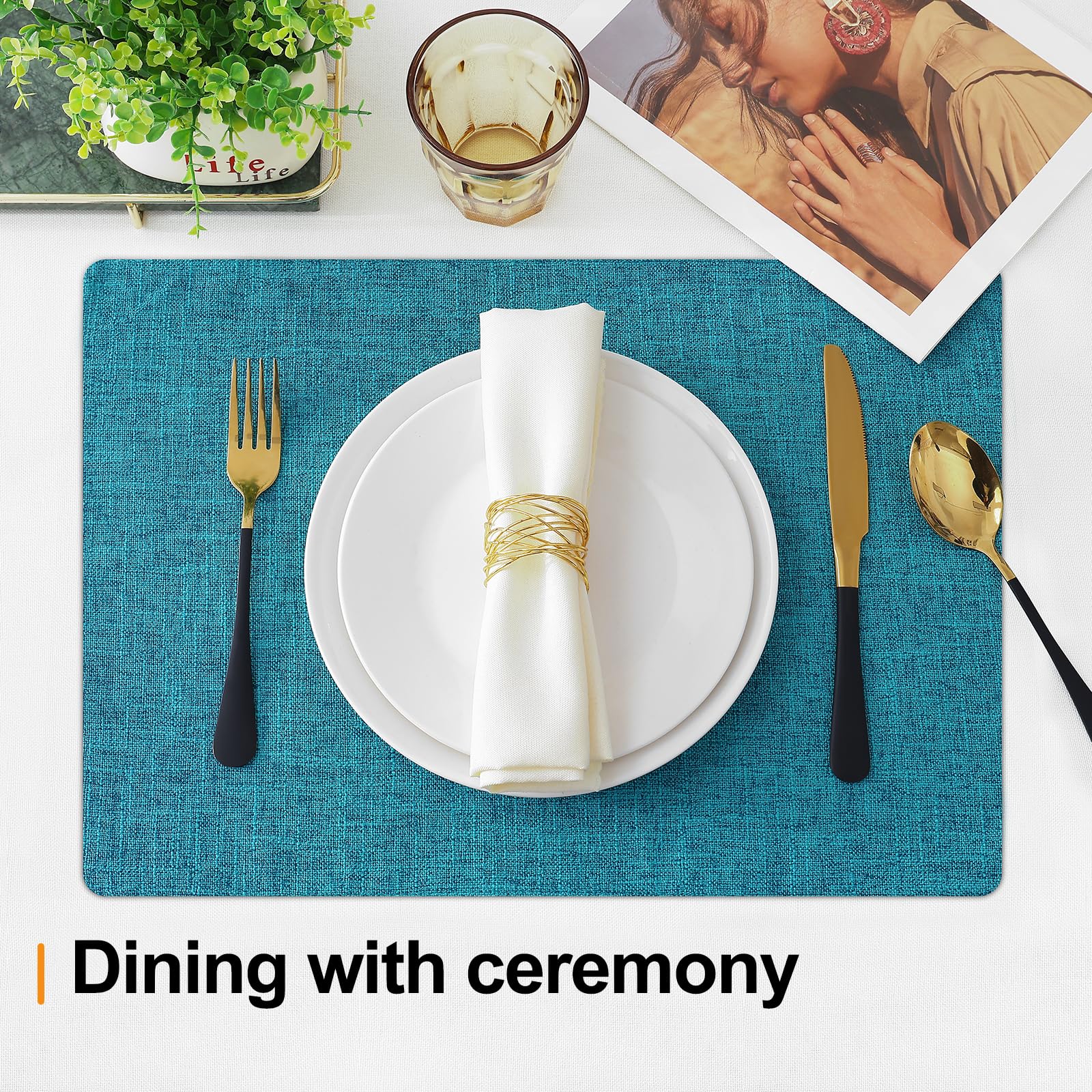 Homaxy Cloths Placemats For Dining Table Set Of 6, Heat Resistant Washable Cotton Linen Blend Table Mats, Easy To Clean Place Ma