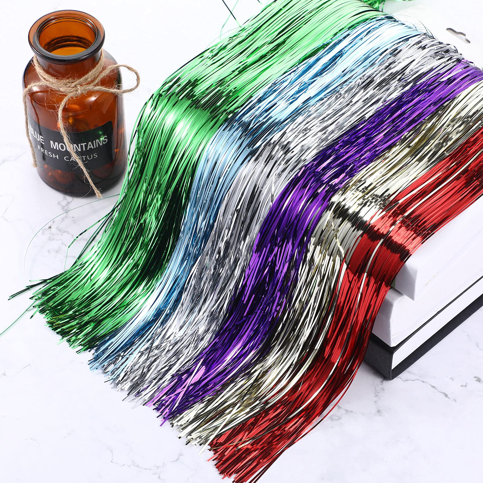 2500 Strands Christmas Tinsel Garland Decorations Tinsel Foil Fringe Icicles for Christmas Holiday Decor Birthday Home Graduatio